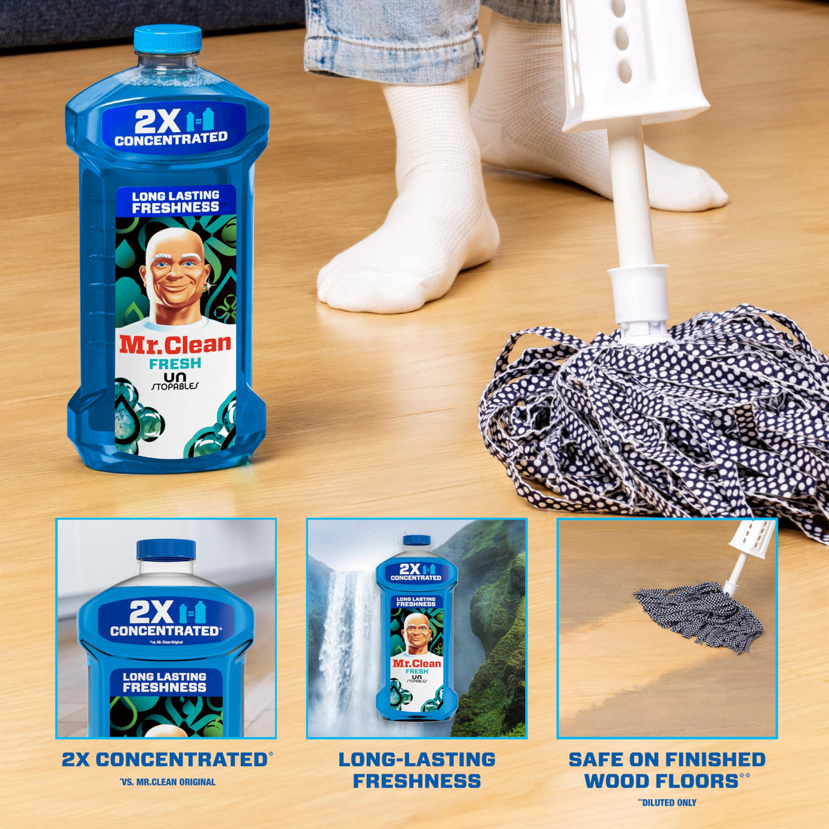 Mr. Clean 2X Concentrated Multi Surface Cleaner with Unstopables Fresh Scent 41 fl oz