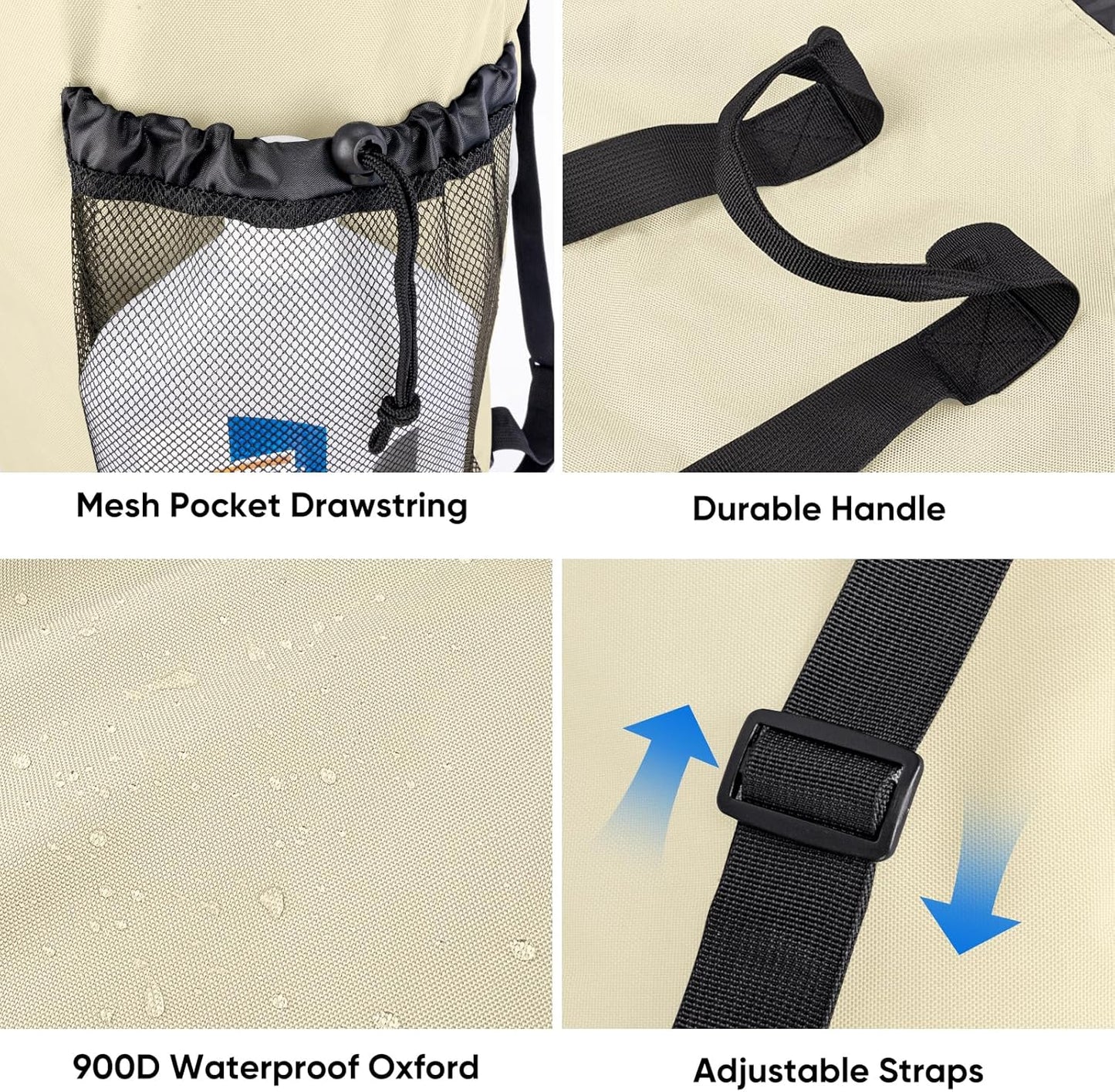 BALEINE 120L Laundry Bag Backpack, 900D Oxford Fabric Large Travel Laundry Bags with Shoulder