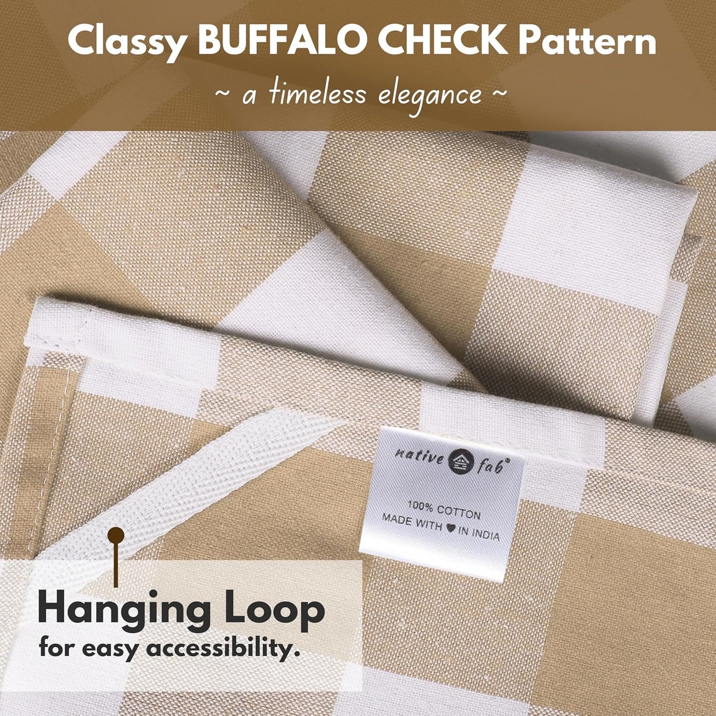Native Fab 6 Pack Buffalo Check Kitchen Towels16 x26 - Cotton Dish Towels Washable - Absorbent Tea