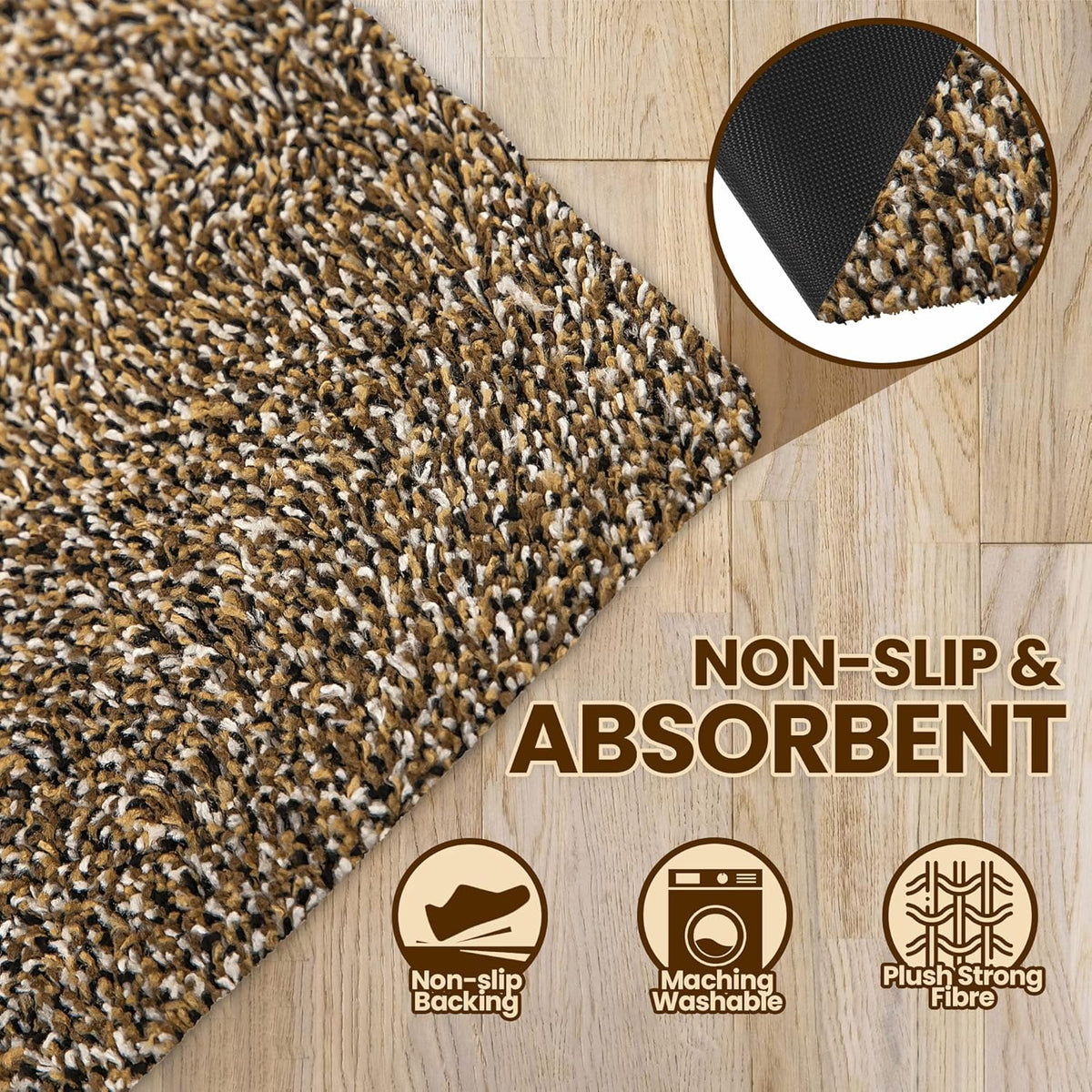 Premium Microfiber Indoor Door Mat – 36"x60" Washable Entry Mat, Non-Slip, Waterproof Backing