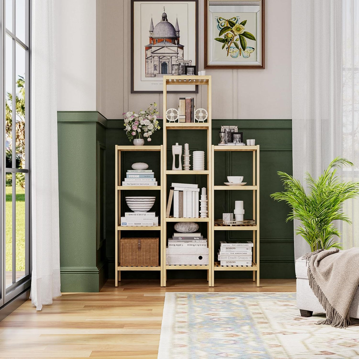 SMIBUY Bathroom Storage Shelf, 4-Tier Bamboo Rack Organizer, Multifunctional Shelving Unit for