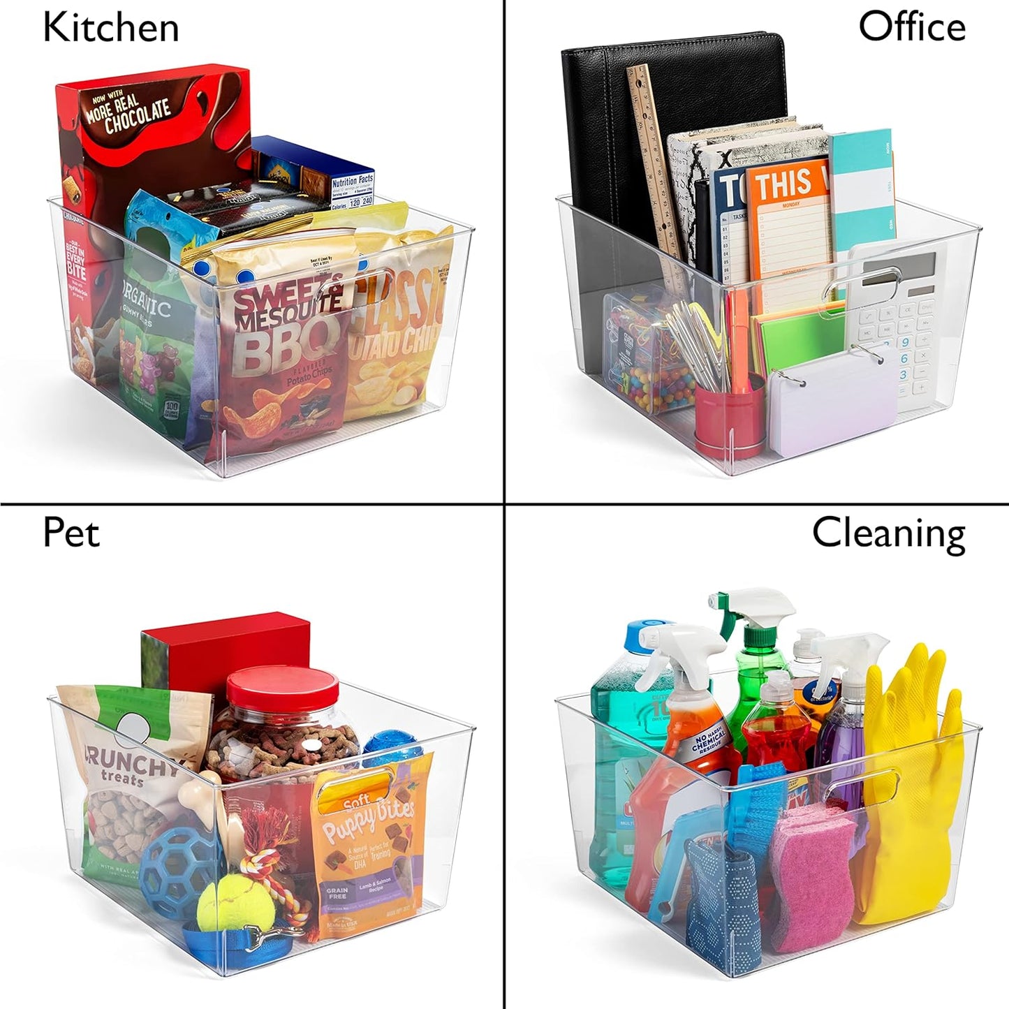 ClearSpace Clear Plastic Storage Bins – XL 6 Pack Perfect Kitchen or Pantry Organization Fridge