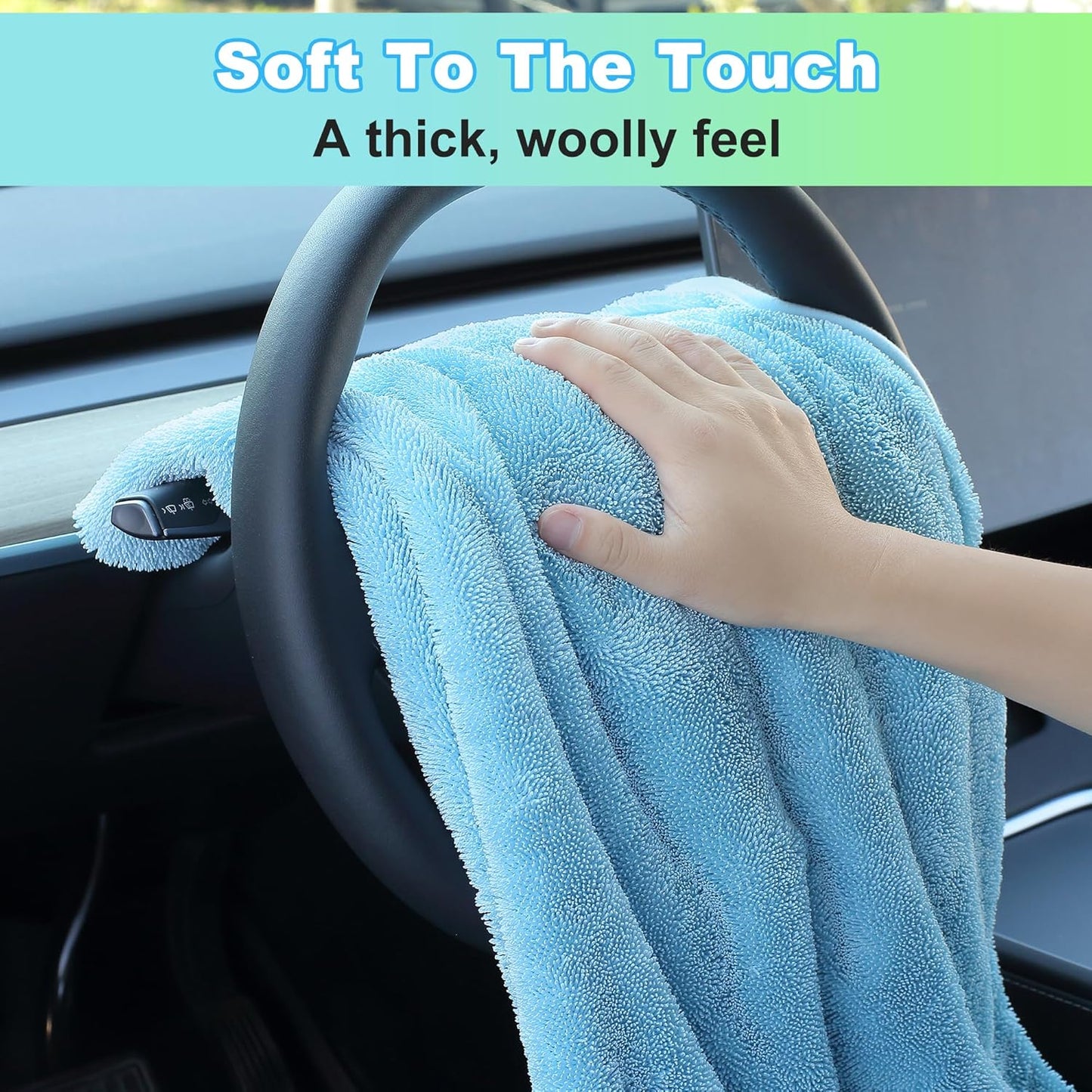 JOYMOOP Microfiber Towels for Cars, 2 Pack 63" x 29.5" Car Drying Towel, Blue Reusable Car Towel
