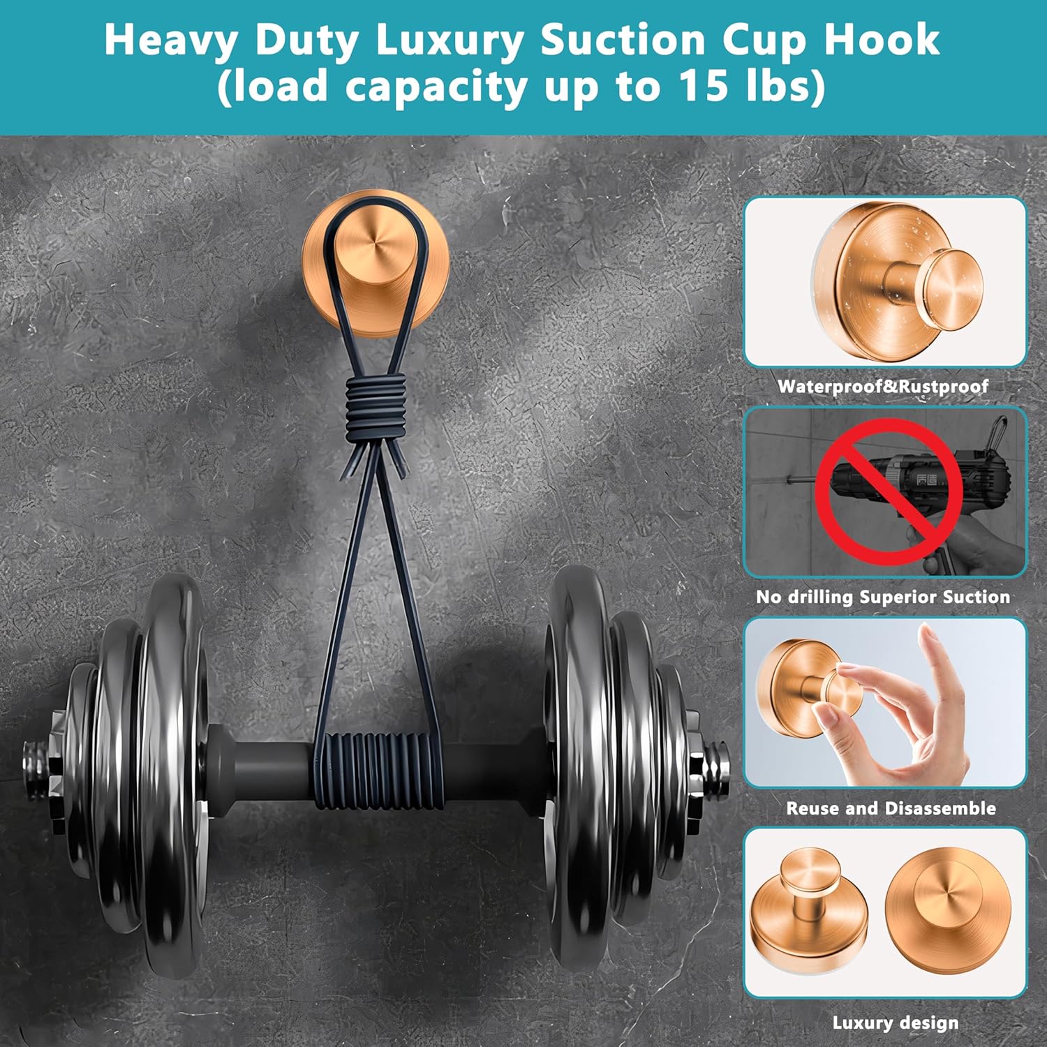 Suction Cup Hooks for Shower,Wreath Hanger for Front Door,Removable No Drill Towel Loofah