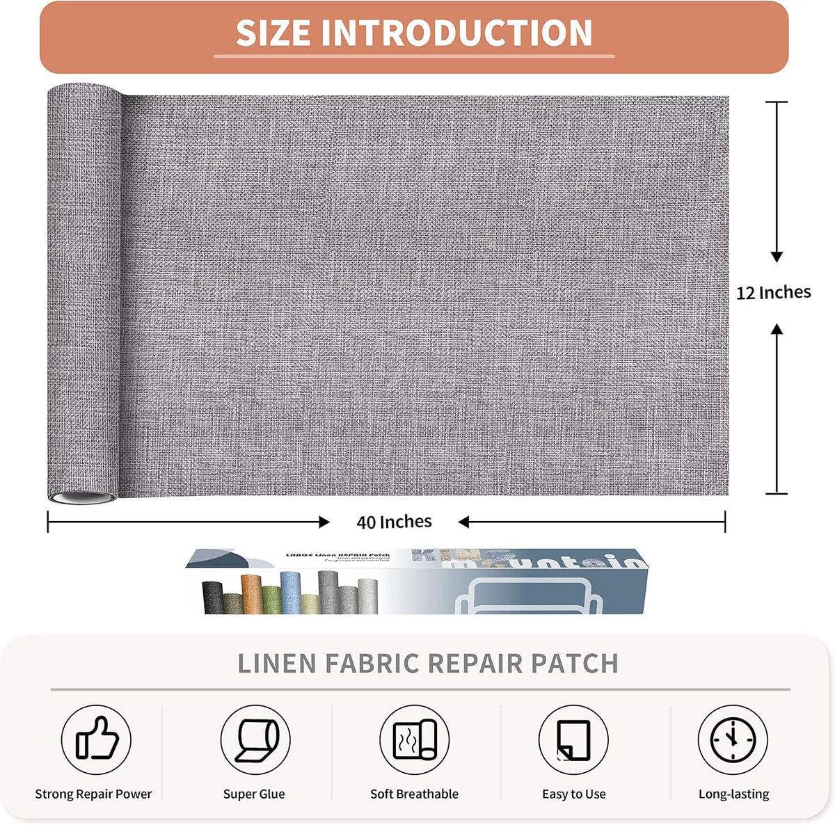 Coarse Linen Repair Patches, Self-Adhesive Linen Fabric Patches, 12X40 inch Extra Size, Multi