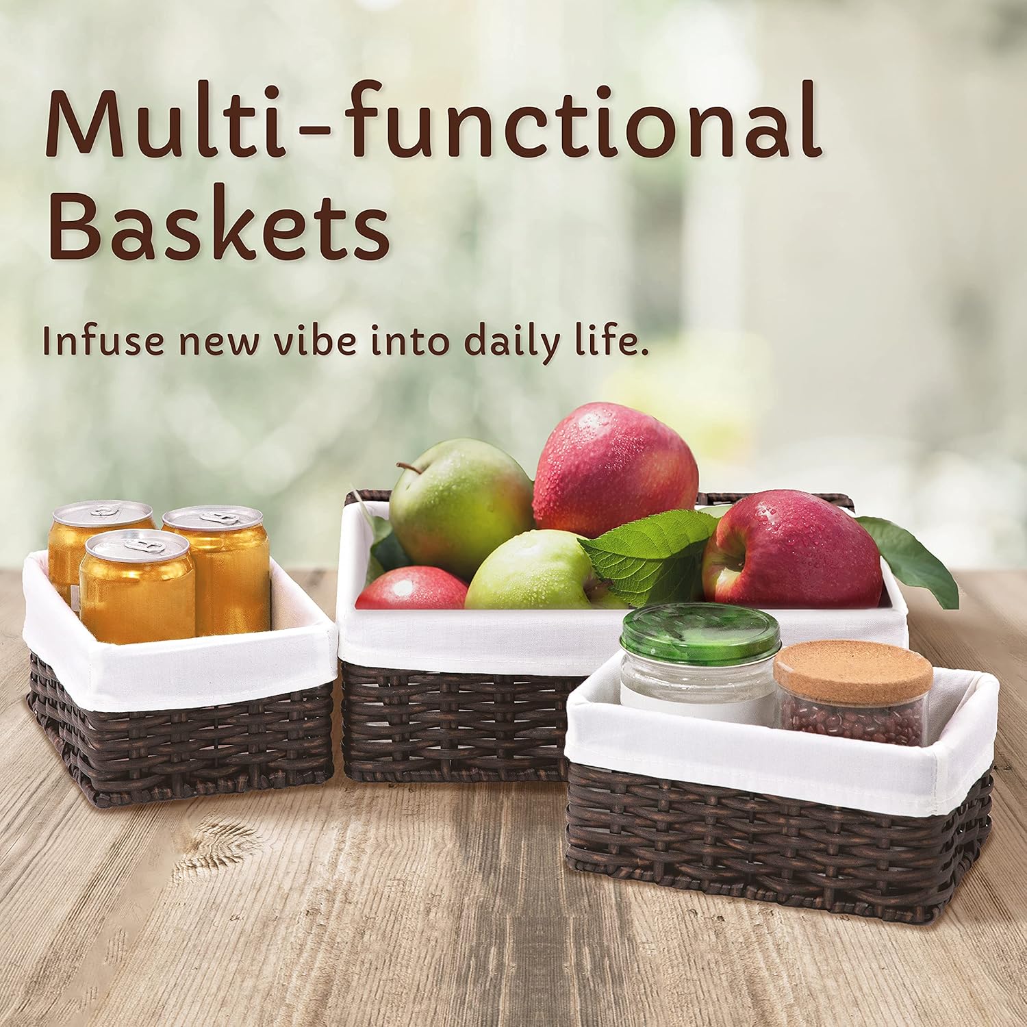 Baskets for Organizing, Undershelf Wicker Storage, Hand Woven Organizer for Closet Organization
