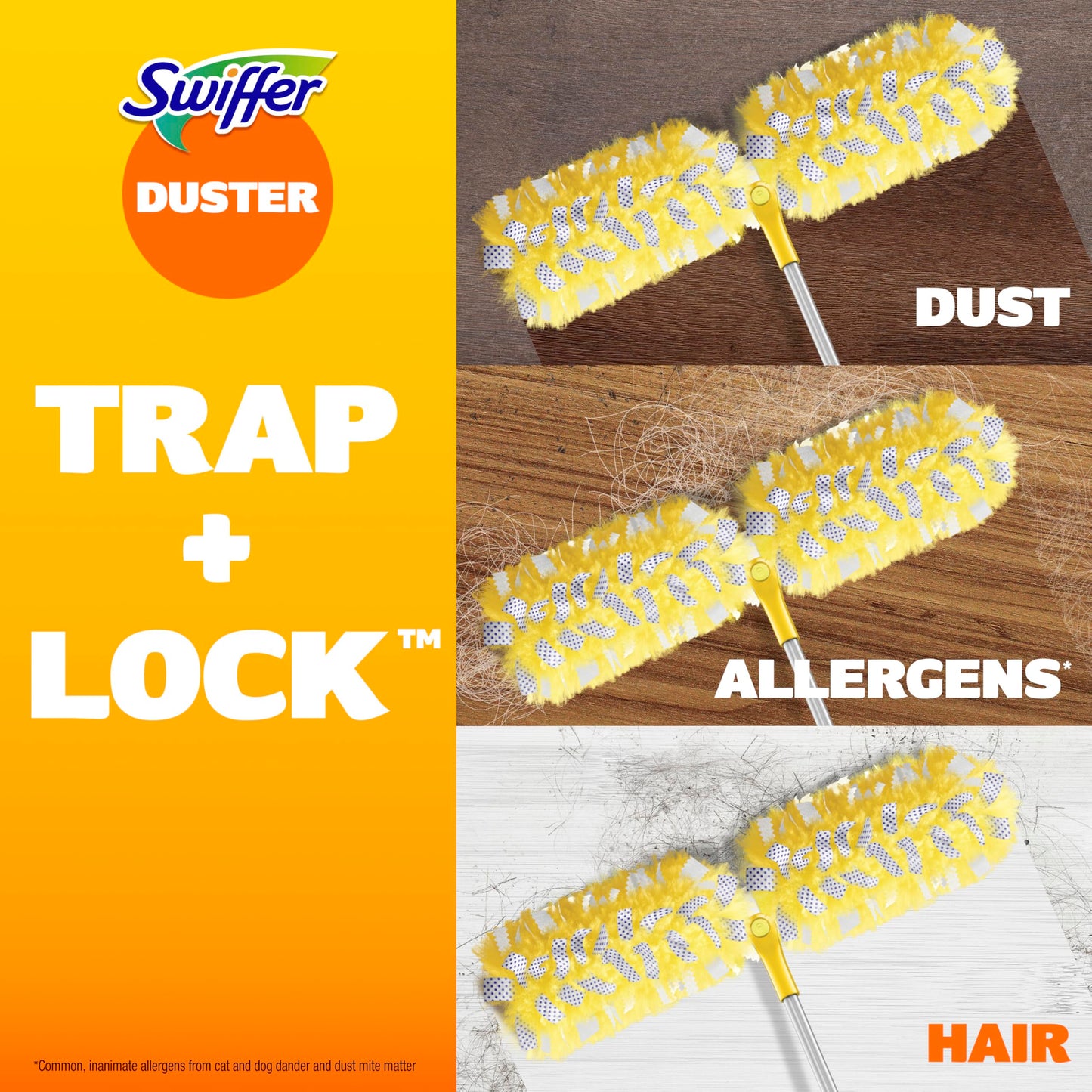 Swiffer Duster Kit with 6 ft Super Extendable Handle, Heavy Duty Starter Kit with 8 Refills, Lemon