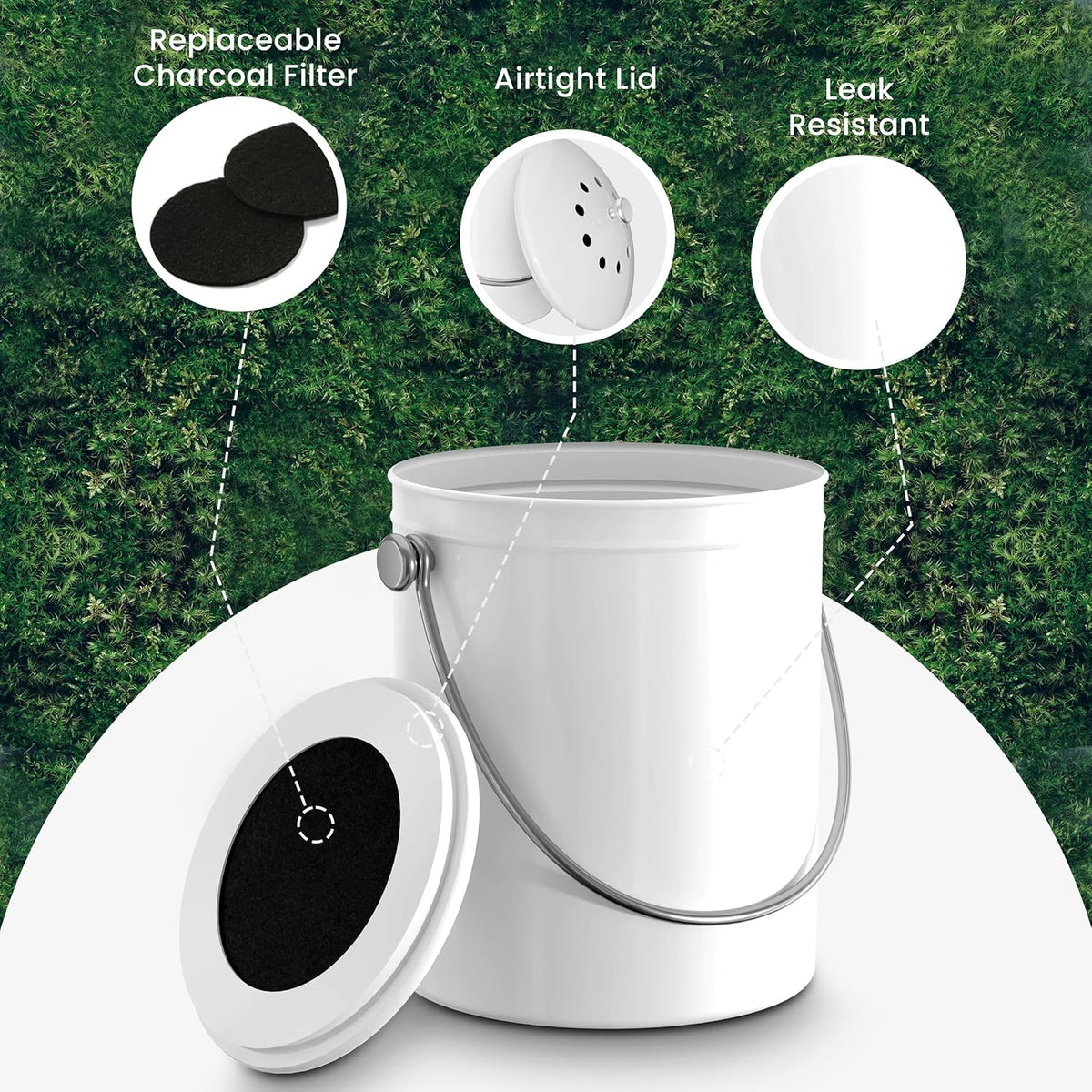 Utopia Kitchen Compost Bin for Kitchen Countertop, 1.3 Gallon Compost Bucket for Kitchen with Lid