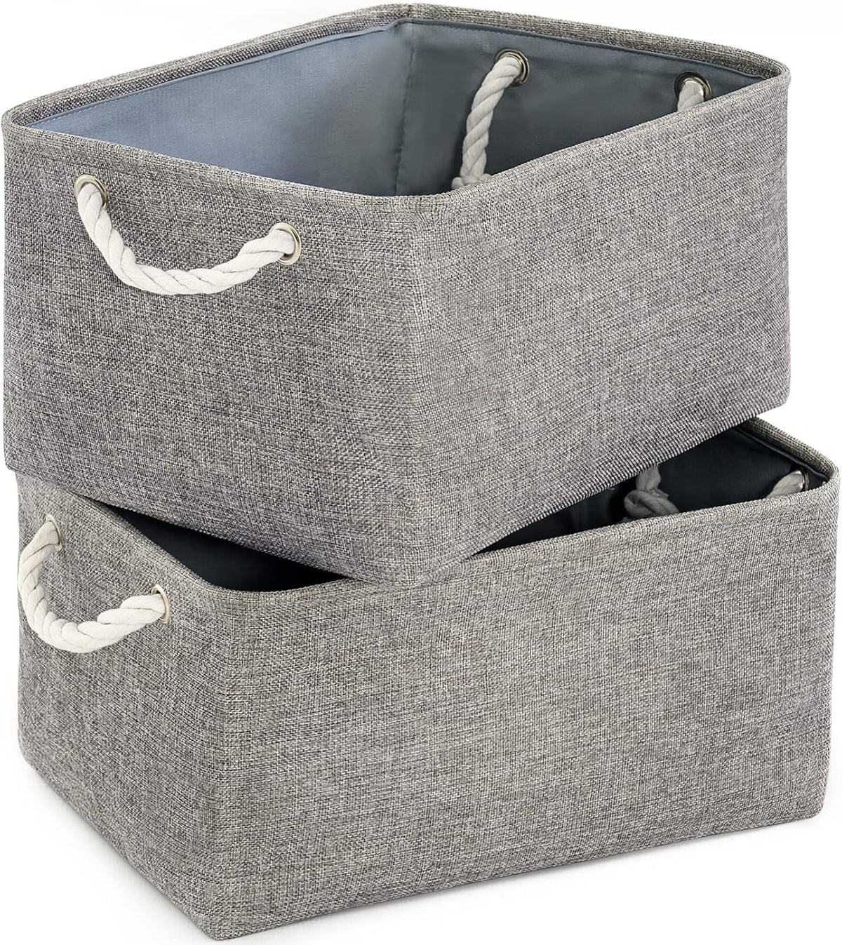 TheWarmHome Large Storage Bins Basket, 2 Pack Grey Fabric Storage Cubes for Changing Table Nursery