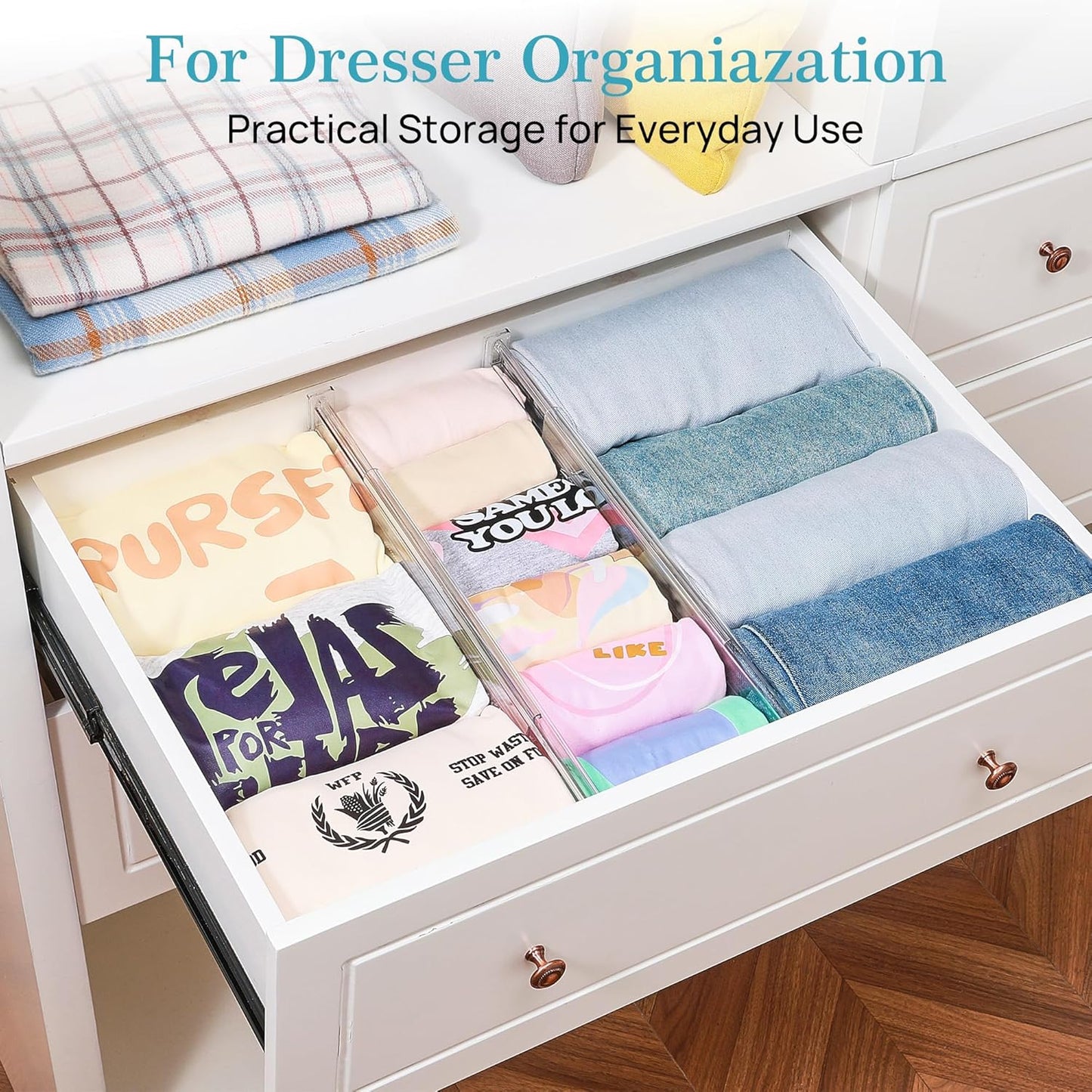 Vtopmart 12 Pack 4" Regular Upgrade Drawer Dividers for Clothes, 12.8"-22.3" Expandable Dresser