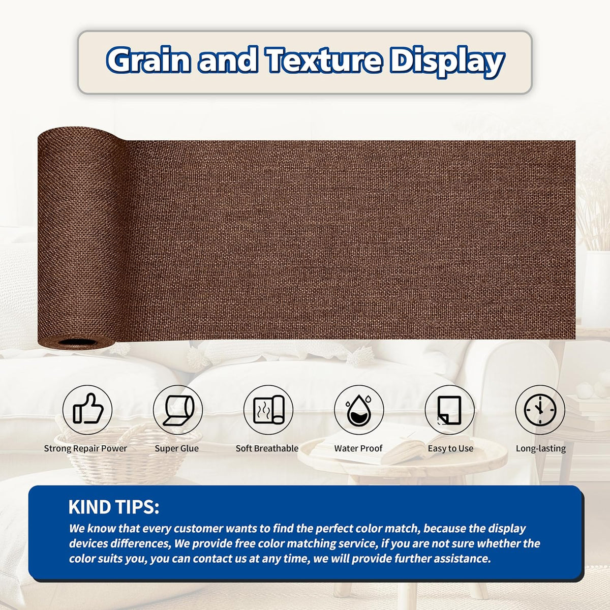 KING MOUNTAIN Linen Repair Patches, Self-Adhesive Linen Fabric Patches, 4 X 63 inch Extra Size