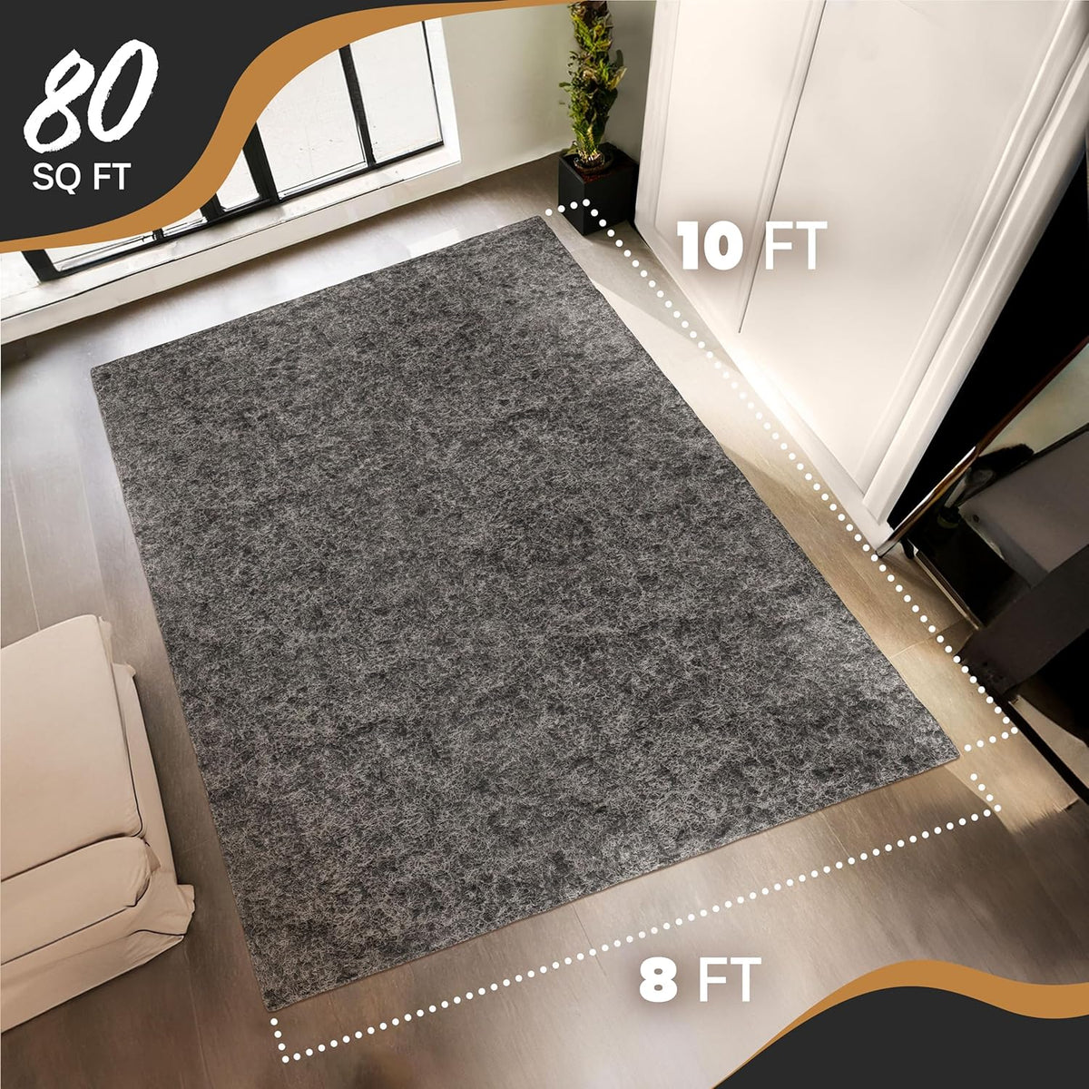 Nevlers 1/4" Felt Rug Pad 8 x10 Ft| Rug Pad Non Slip Felt & TPO | Area Rug Padding 8x10 Anti Skid
