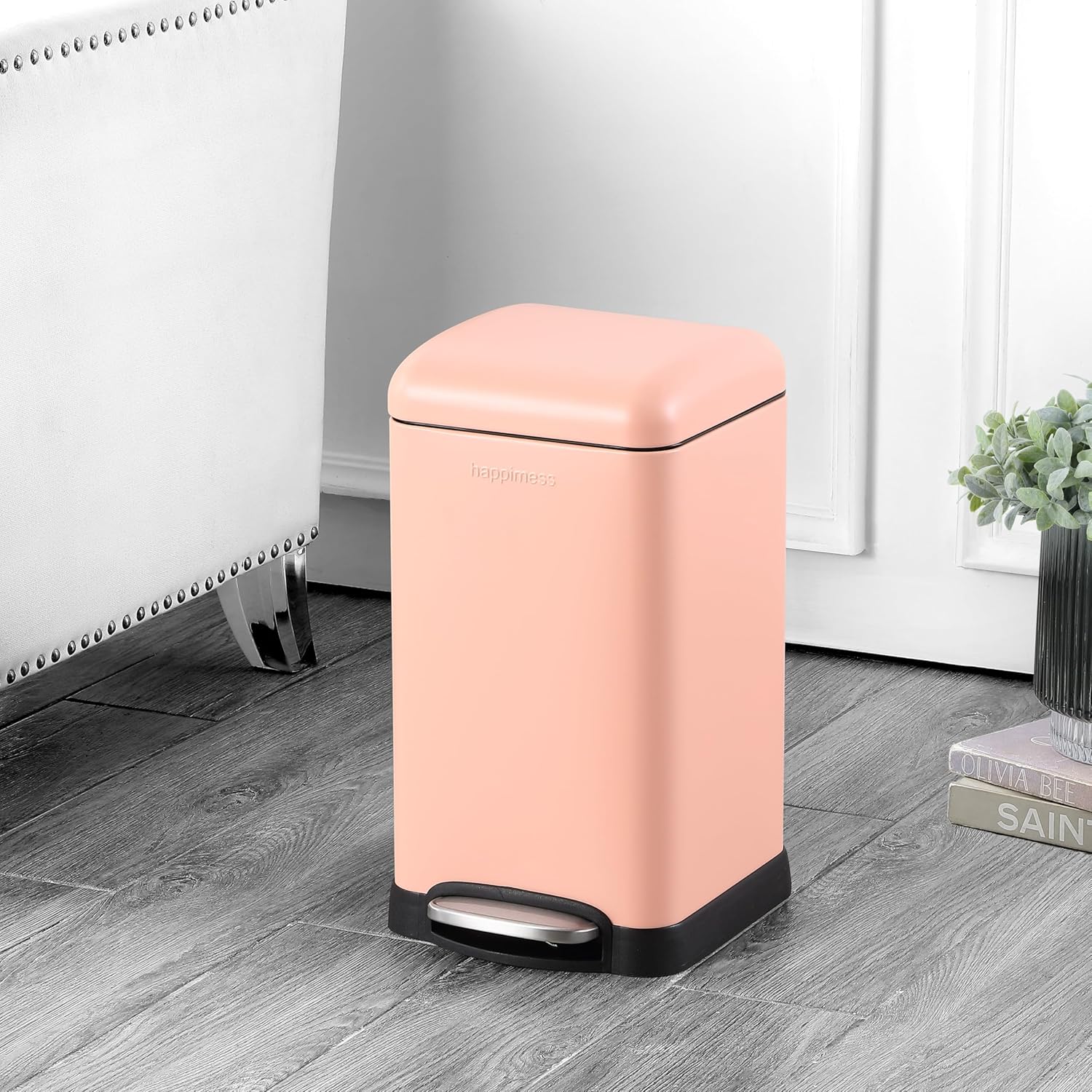 happimess HPM1012G Betty Retro Mini 3.2-Gallon Step-Open Trash Can, Fingerprint Resistant, Modern