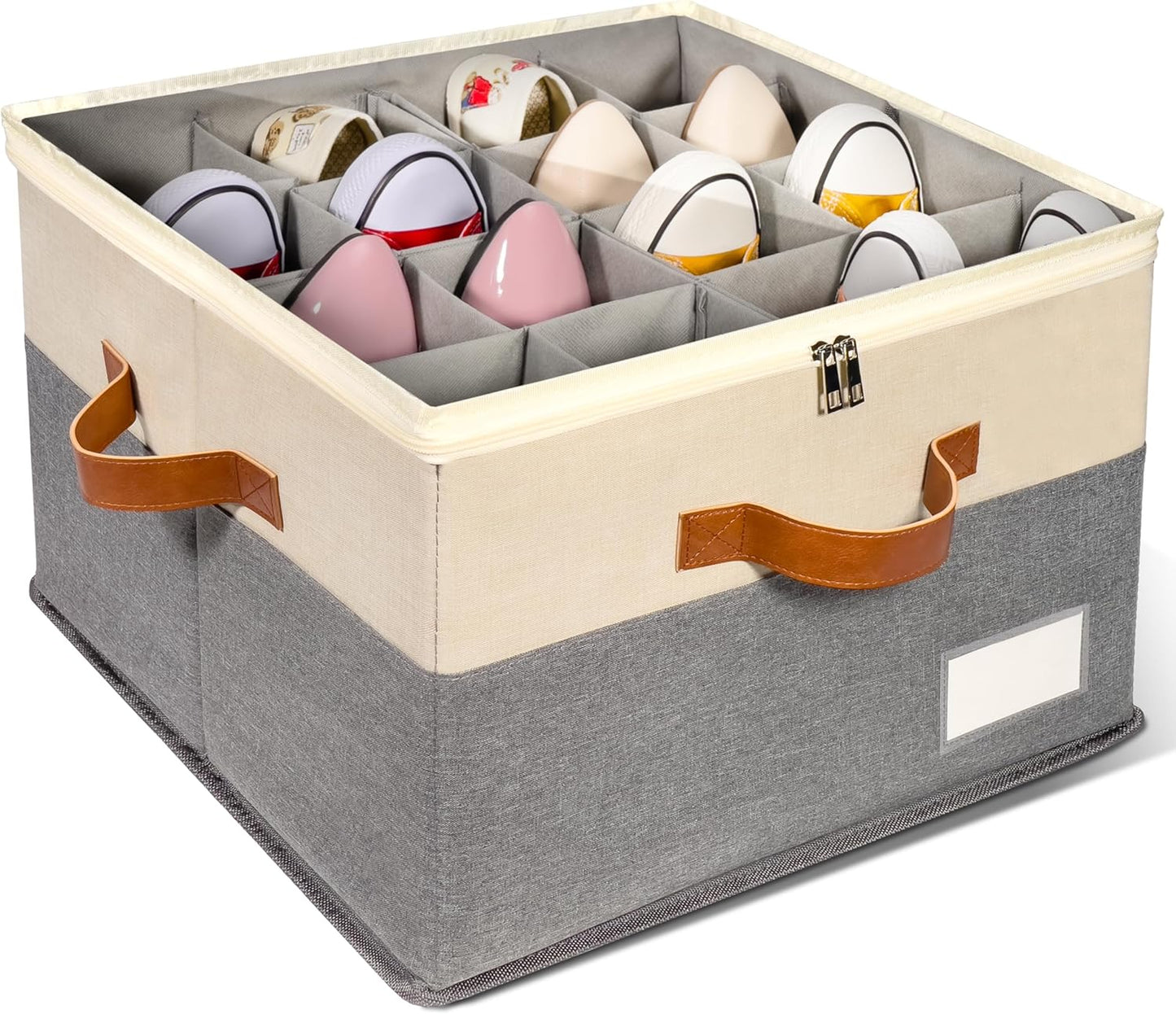 1 Pack Shoe Organizer for Closet, Adjustable Shoe Box Storage Containers, Large Foldable Shoe Bins