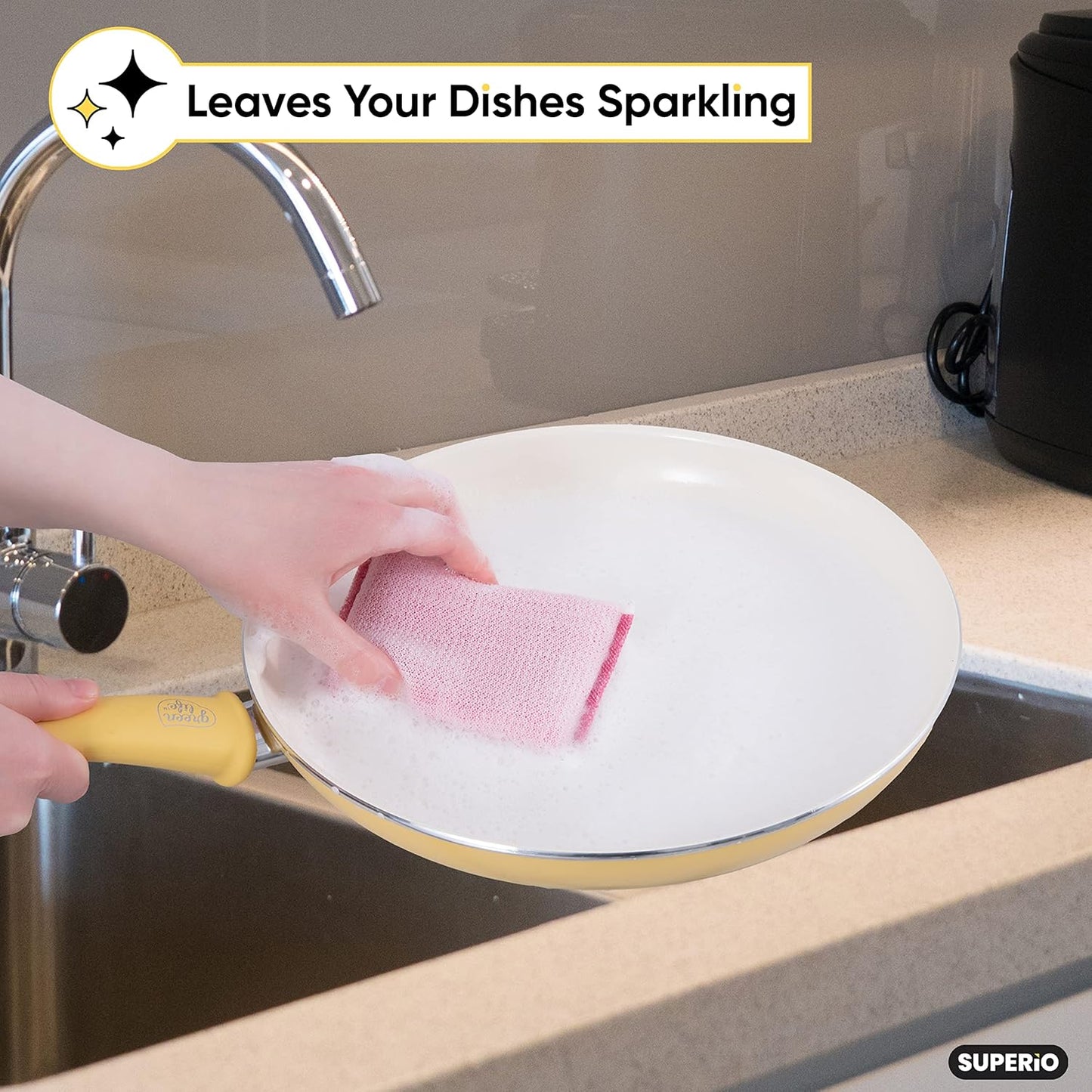 Superio Nylon Cleaning Pad, Dish Scrubbers, Multi Surface Scratch- Free Scour Sponge for Stainless