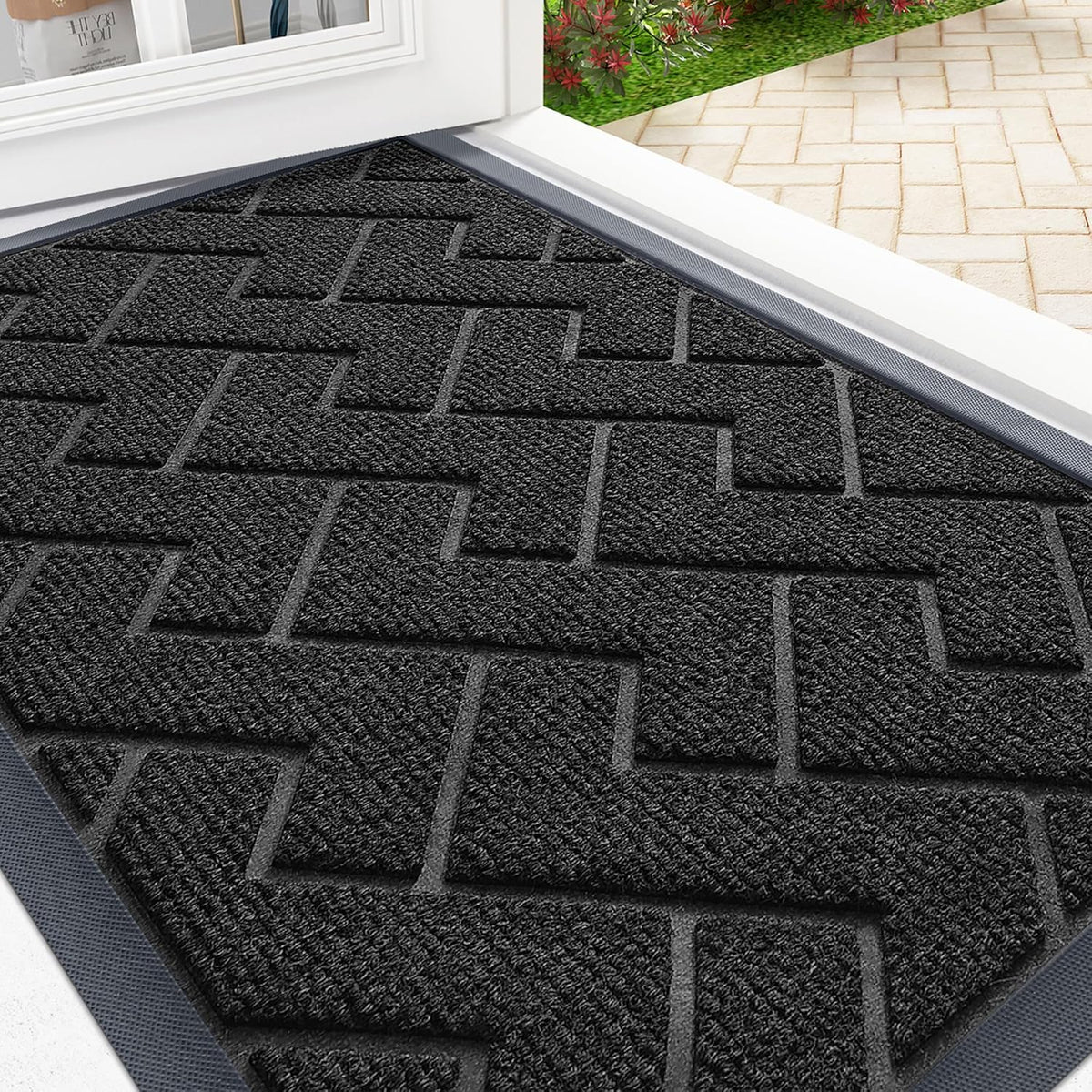 OLANLY Front Door Mat Indoor Outdoor Entrance, Waterproof All-Season, All-Weather Doormat, Sturdy