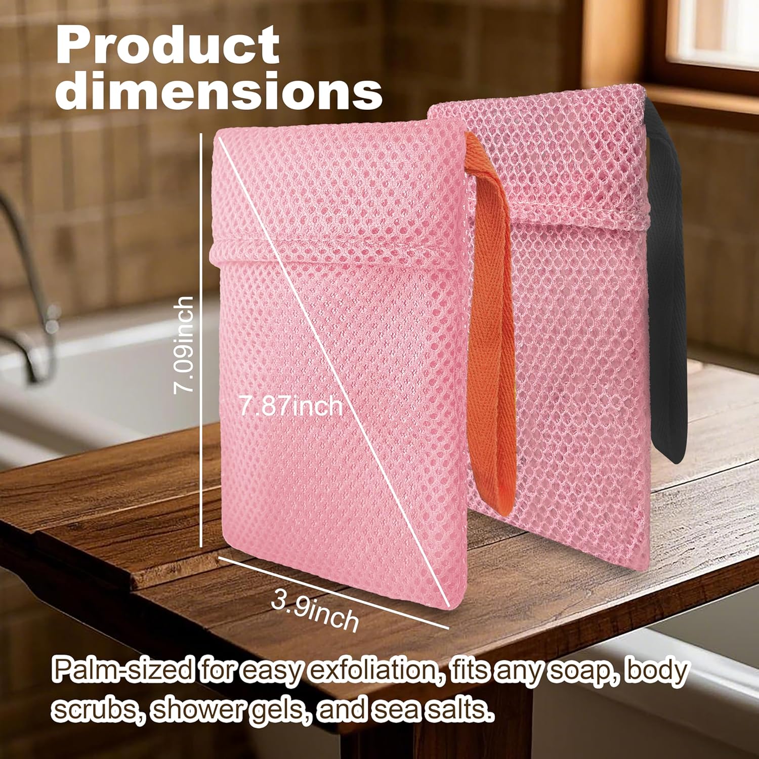 2 Pack Soap Bag Different Roughness Deep and Gentle,Bar Soap Pouch Saver Pocket,Body Scrubber