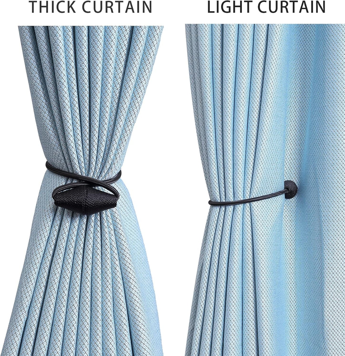 2 PCS Magnetic Curtain Tiebacks, European Style Convenient Drape Tie Backs Holdbacks for Thin or