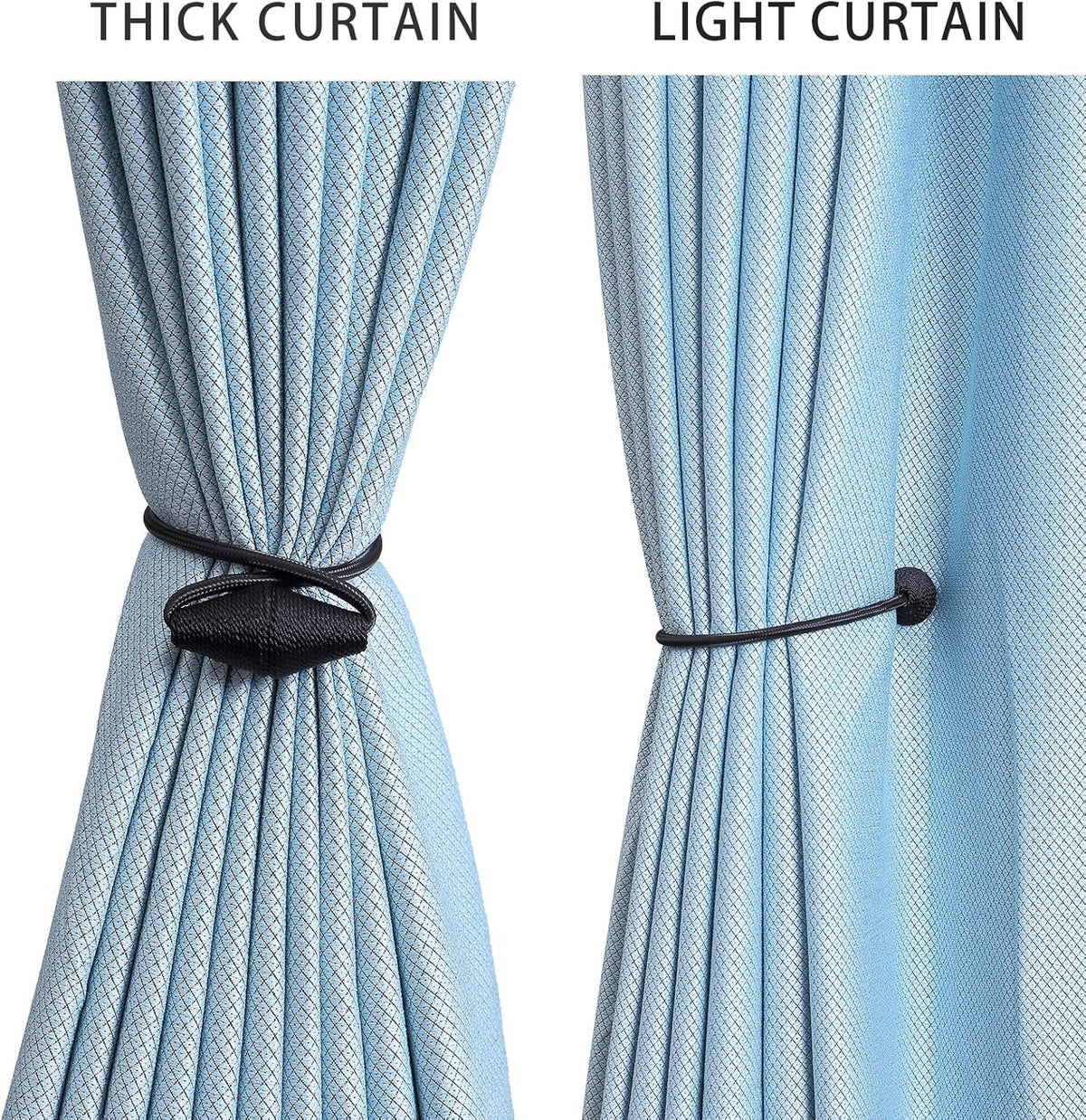 2 PCS Magnetic Curtain Tiebacks, European Style Convenient Drape Tie Backs Holdbacks for Thin or