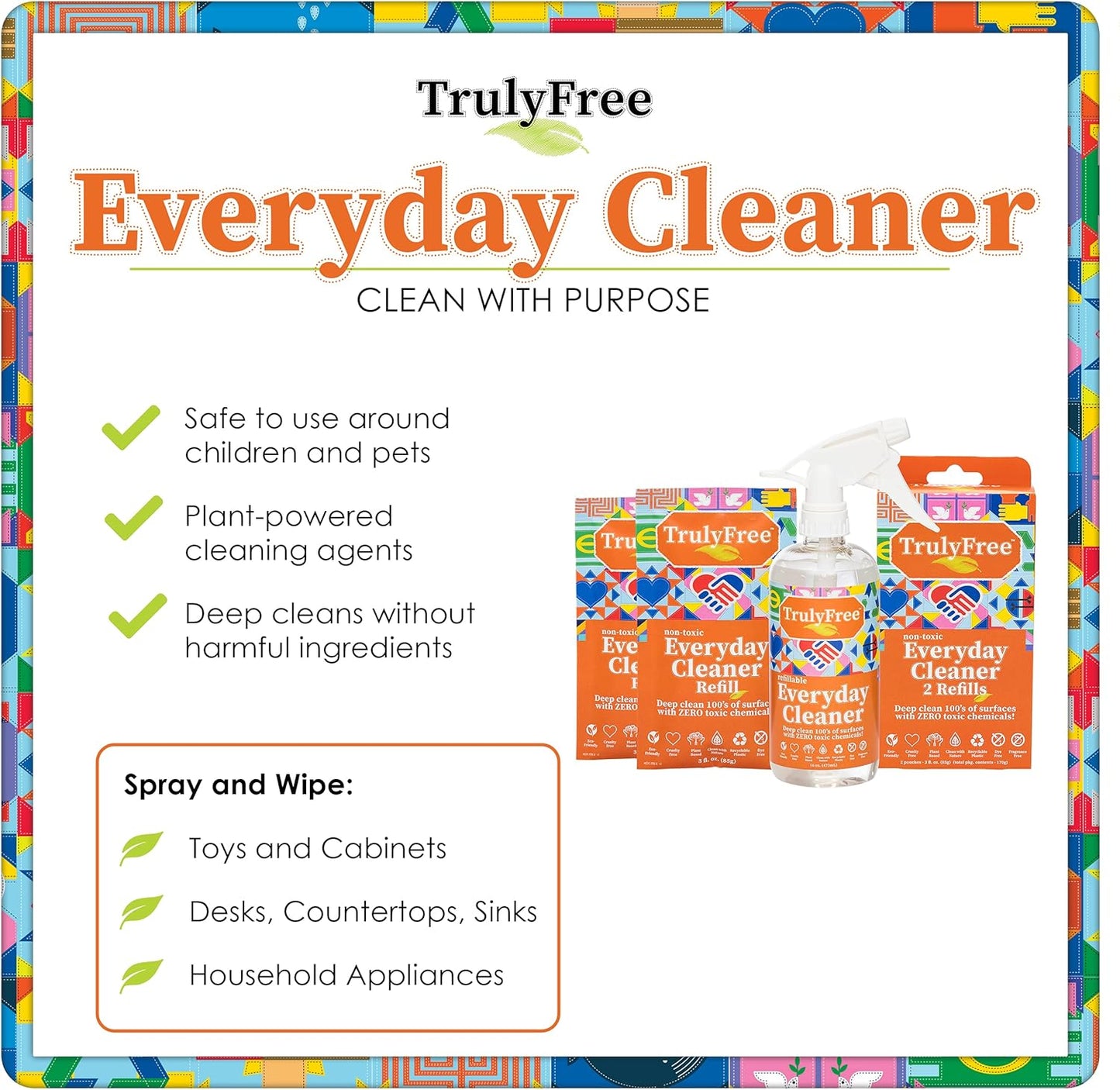 Truly Free Everyday Cleaner - Multipurpose Cleaner Spray, Kitchen Counter Cleaner, Natural Cleaning