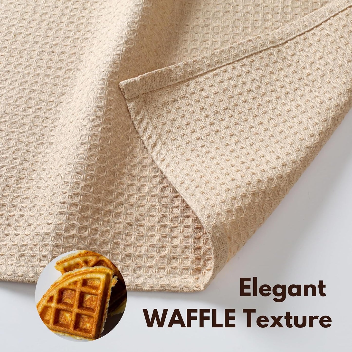 Native Fab Cotton Kitchen Towel with Hanging Loop 16x26 inches, 4-Pack, Waffle Weave Kitchen Towels