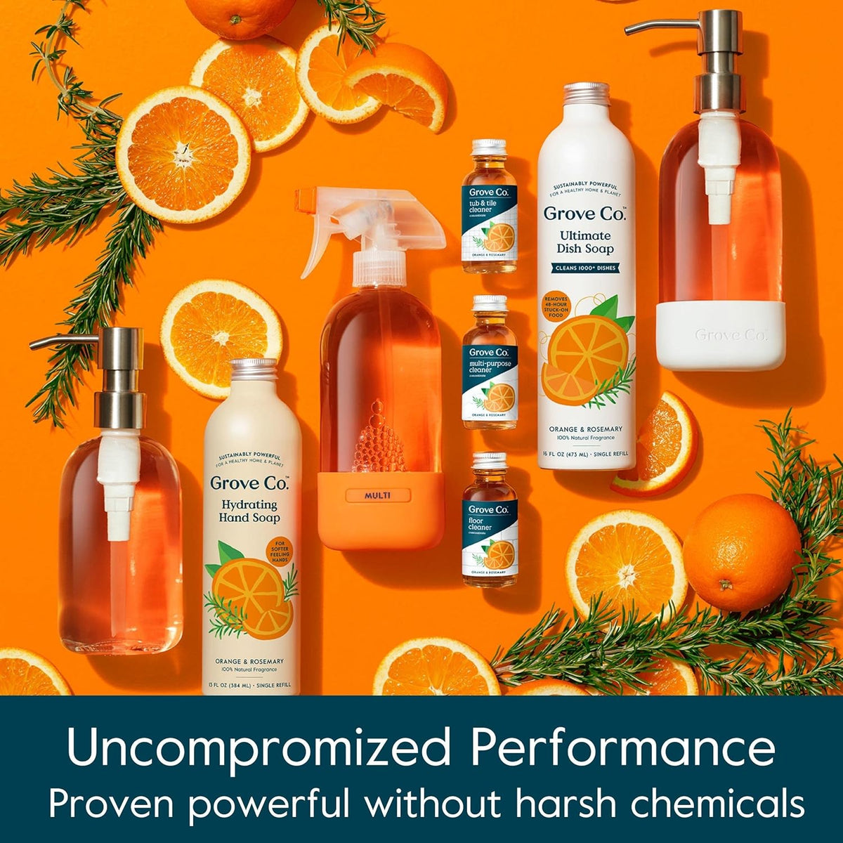 Grove Co. Multi-Purpose Cleaner, Refill Concentrate (2 x 1 Oz) + Glass Spray Bottle (16 Oz)