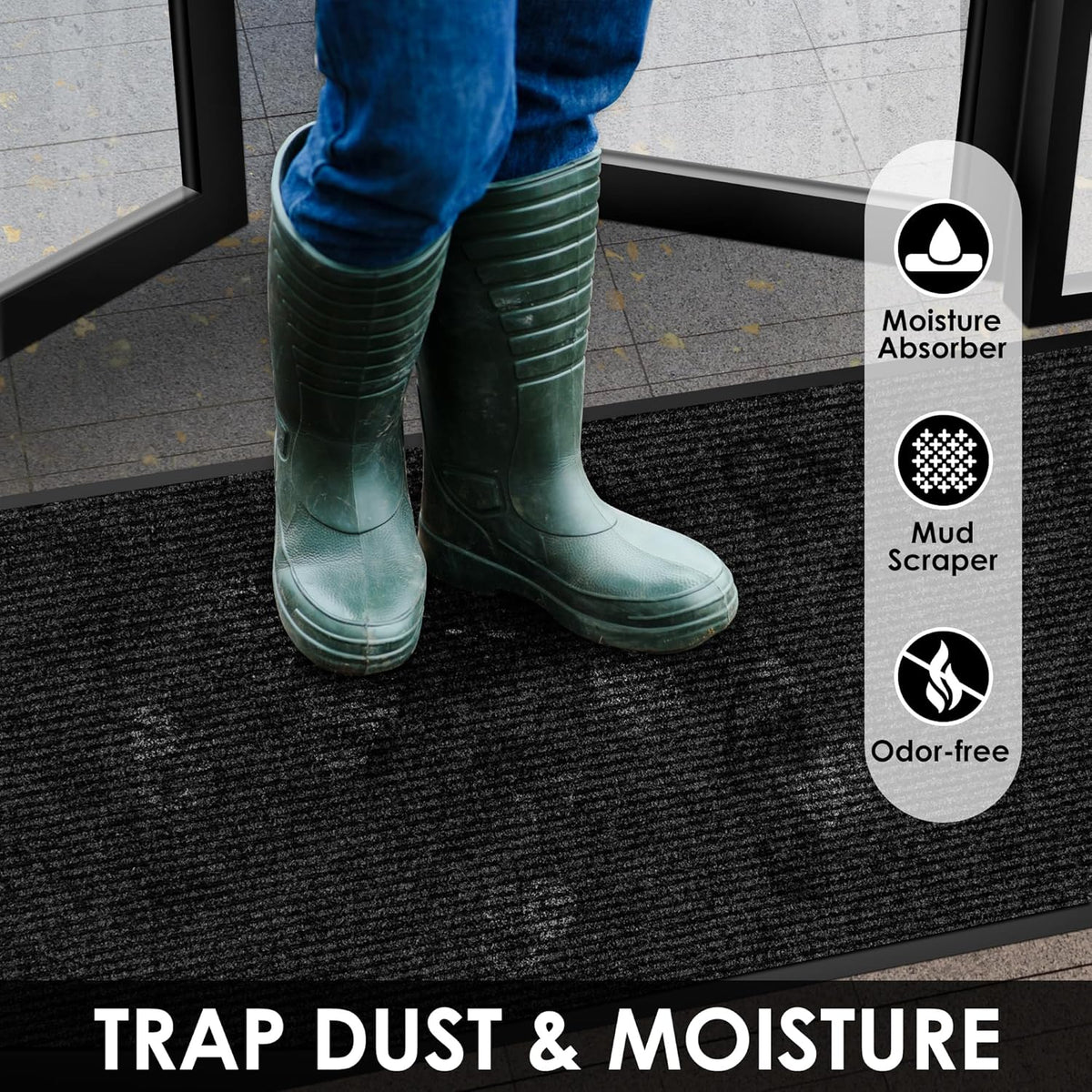 4′ x 10′ Front Door Mat Indoor Outdoor Entrance, Commercial Floor Mat Heavy Duty Dirt Trapper