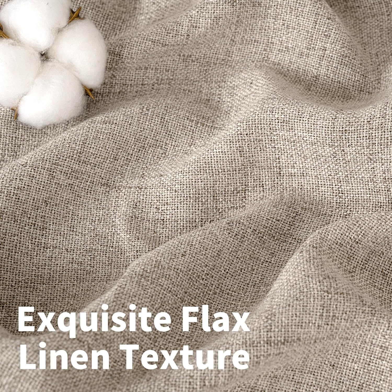YoungsTex Dark Oatmeal Linen Curtains 48 Inch Length for Short Kitchen Window, Textured Semi Sheer