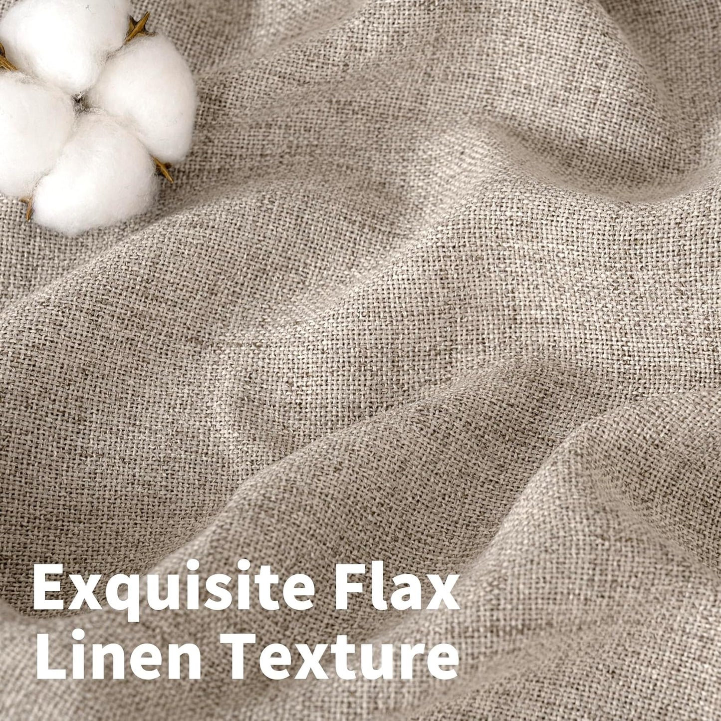 YoungsTex 90 Inch Length Linen Semi Sheer Curtains for Living Room, Dark Oatmeal Light Filtering