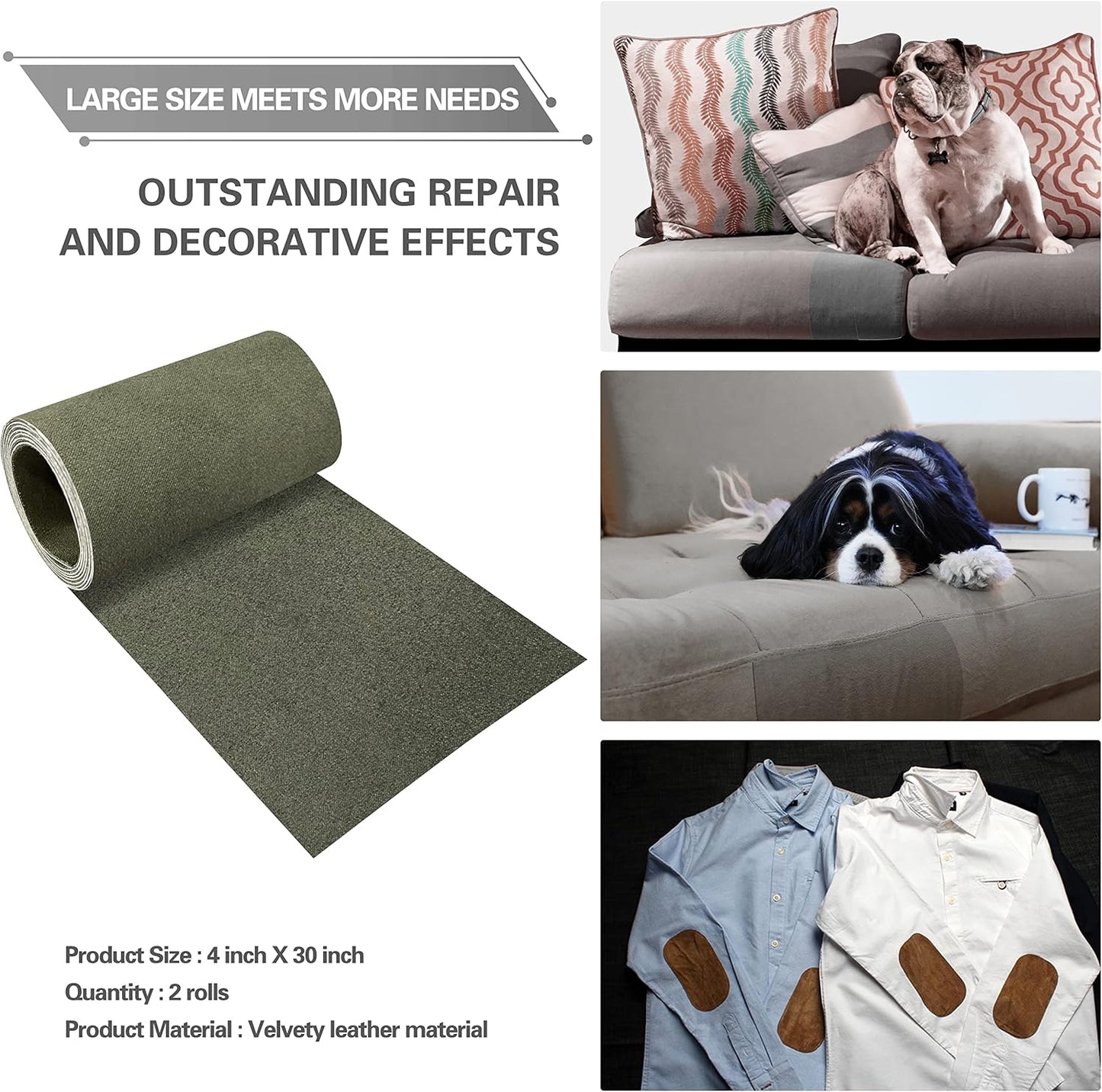 Azobur Sofa Fabric Repair Patch, Oversized Microfiber Patch, Self-Adhesive Repair Fabric, Super