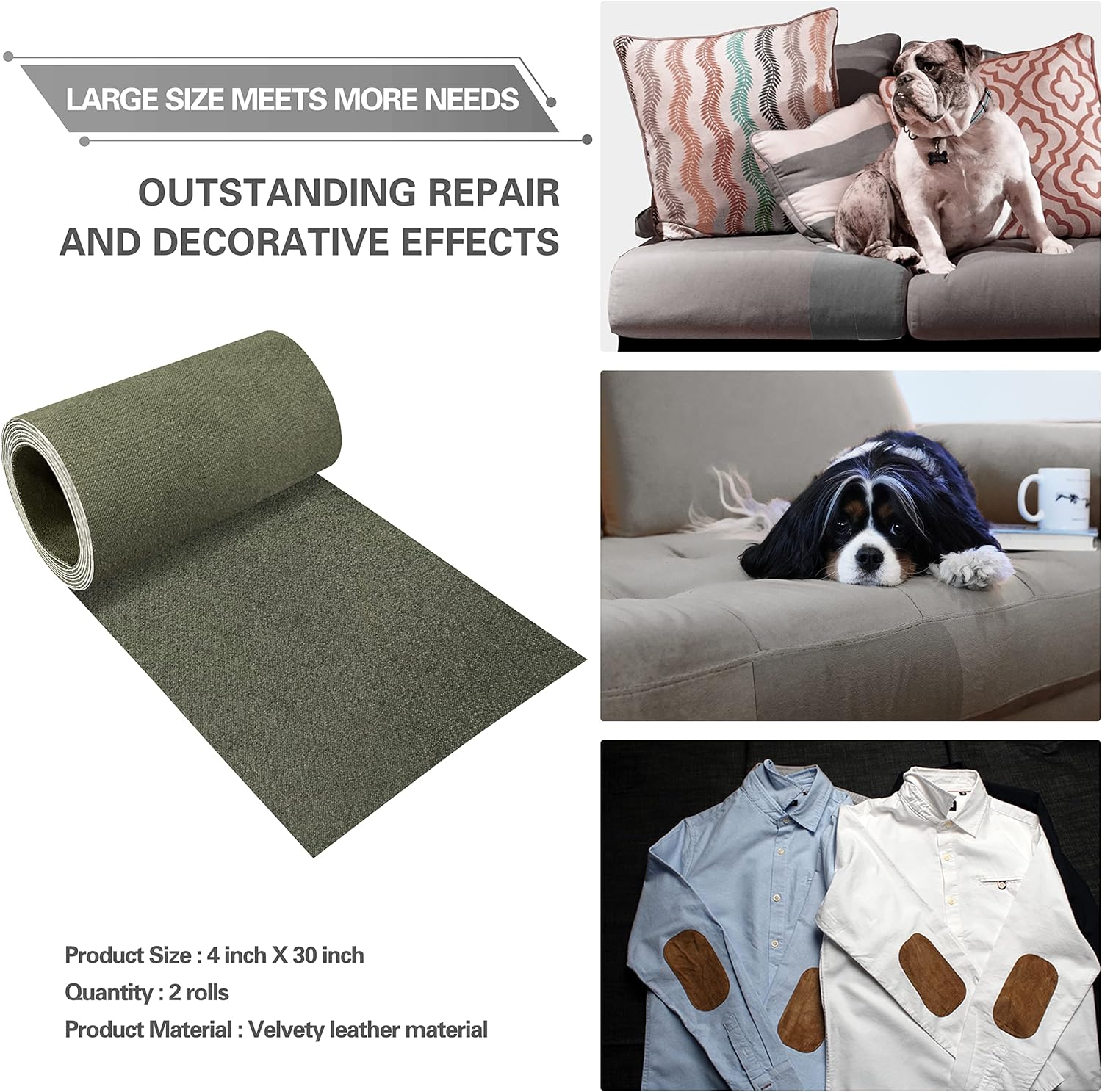Azobur Sofa Fabric Repair Patch, Oversized Microfiber Patch, Self-Adhesive Repair Fabric, Super