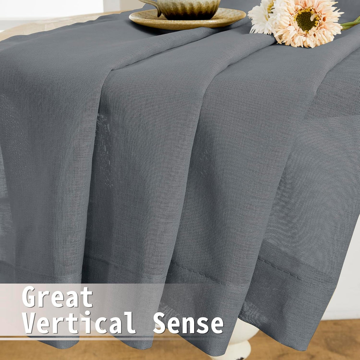 Tollpiz Sheer Door Curtain Closet Linen Textured Curtains Sheer Doorway Light Filtering Voile Patio