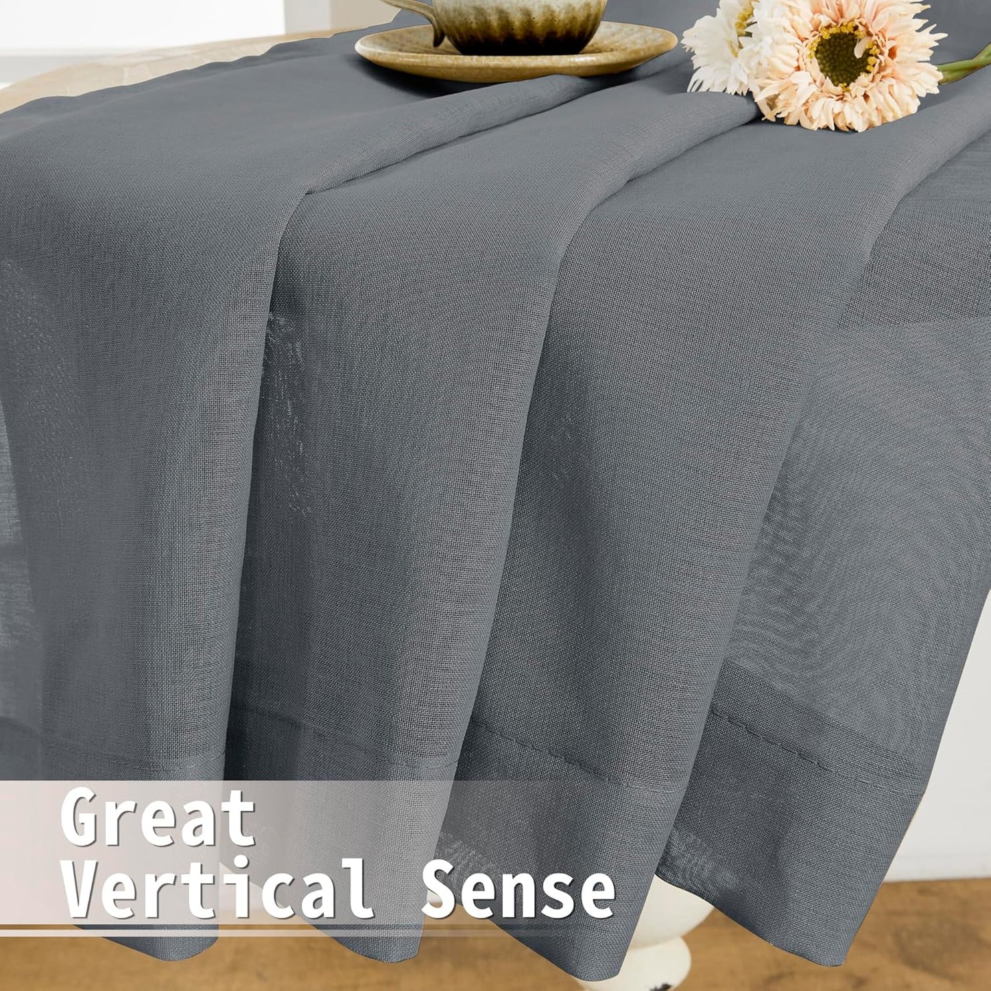 Tollpiz Sheer Door Curtains Closet Linen Textured Curtains Sheer Doorway Light Filtering Voile Rod