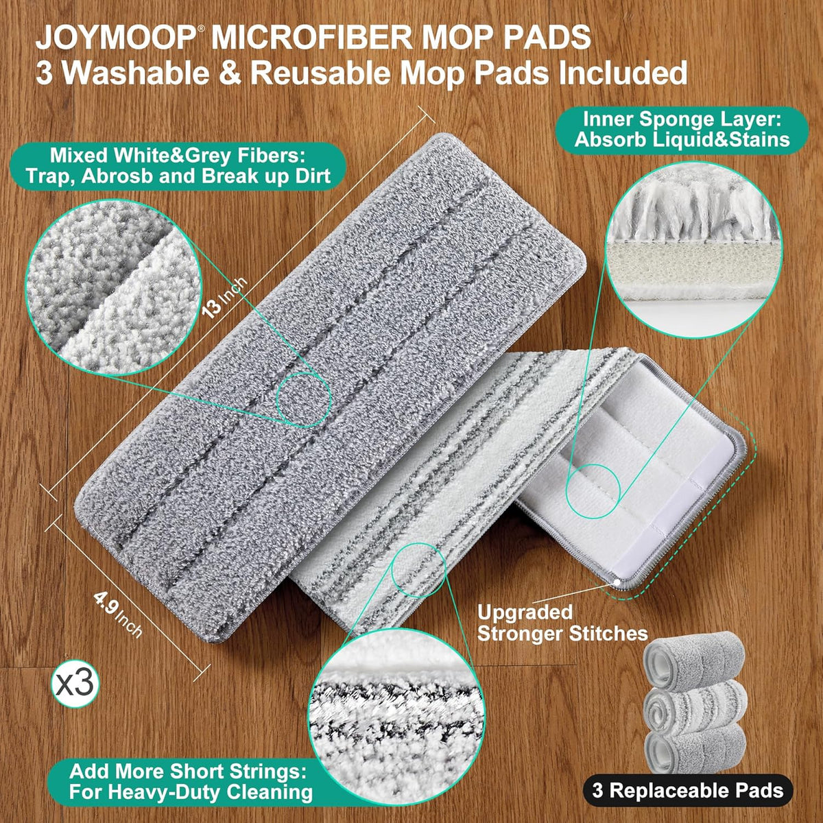 JOYMOOP Mop and Bucket with Wringer Set for Home, Flat Mop and Bucket System, Mops for Floor