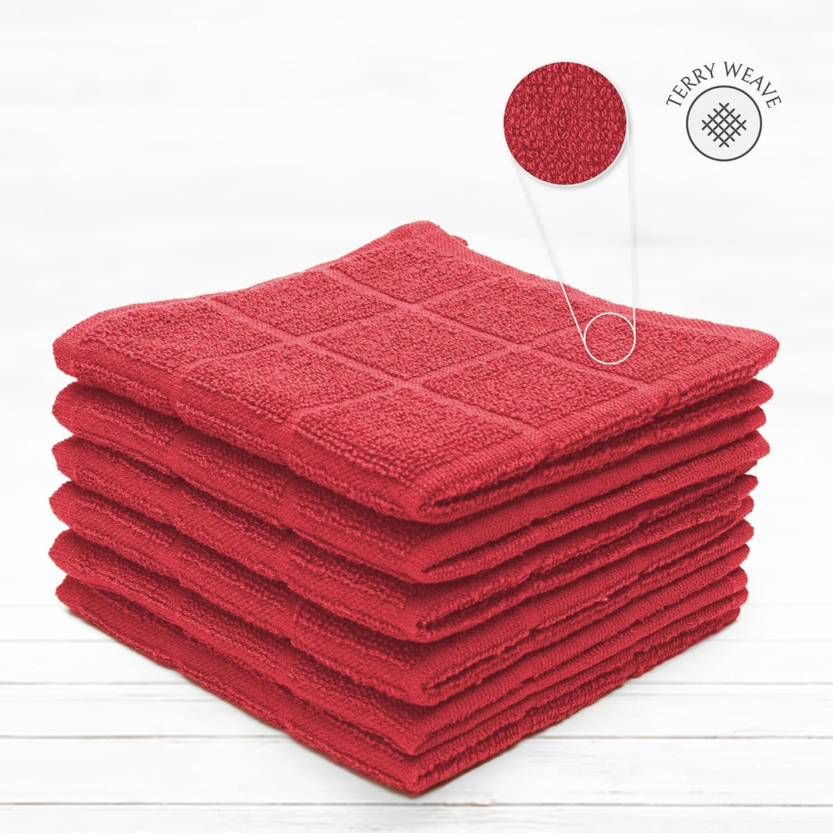 100% Cotton Dish Cloths for Dish Washing, Terry Dish Cloth, Cotton Dish Rags, 6 Pack, Super Soft