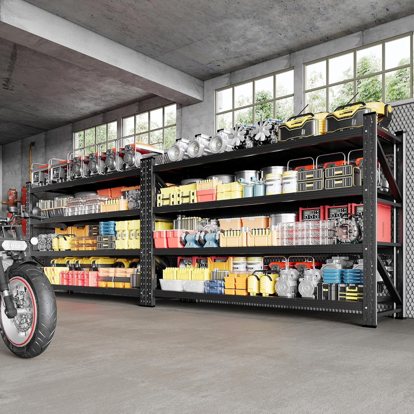 5000LBS Storage Shelves, 71" W Heavy Duty Garage Shelving Unit, Adjustable Industrial Shelving, 4