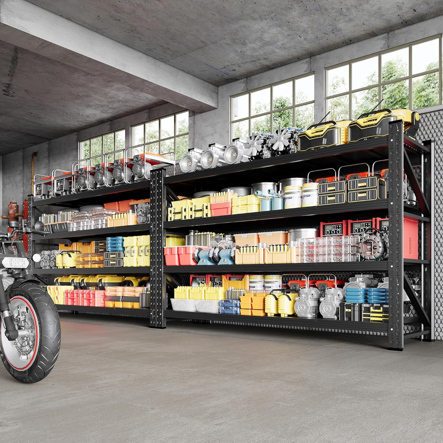 5000LBS Storage Shelves, 71" W Heavy Duty Garage Shelving Unit, Adjustable Industrial Shelving, 4