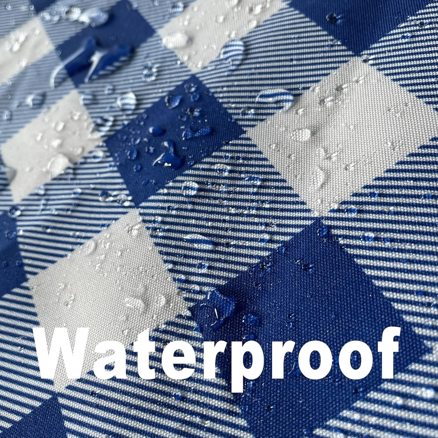 Waterproof Plaid Tablecloth Fabric - Round 25 Inch Classic Gingham Checker Table Cloth for