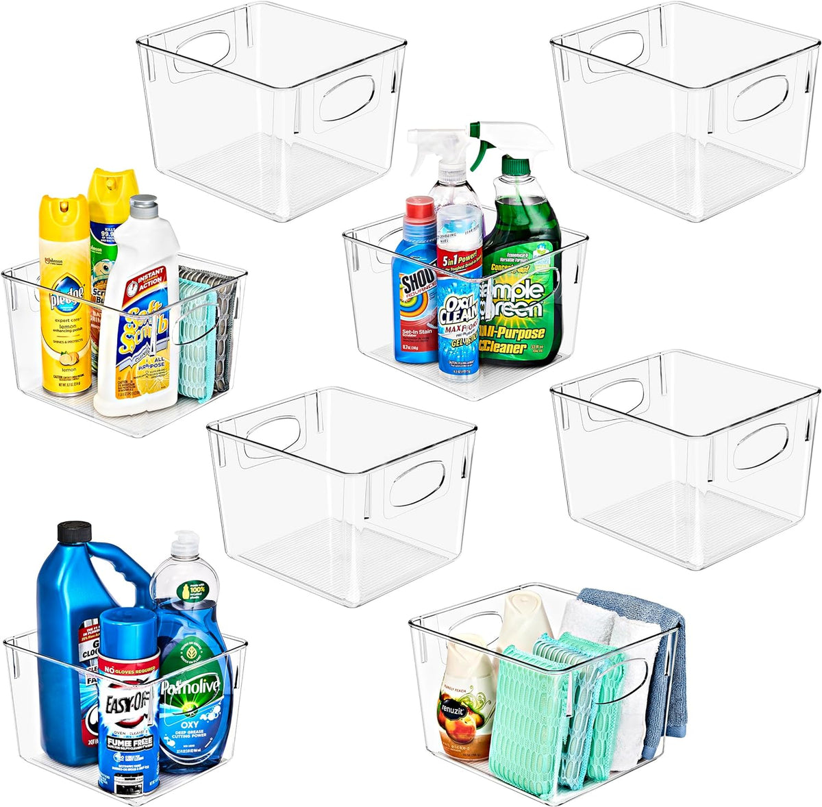 Sorbus 8 Pack Medium Clear Plastic Storage Bins, Clear Organizer Bins with Handle for Kitchen