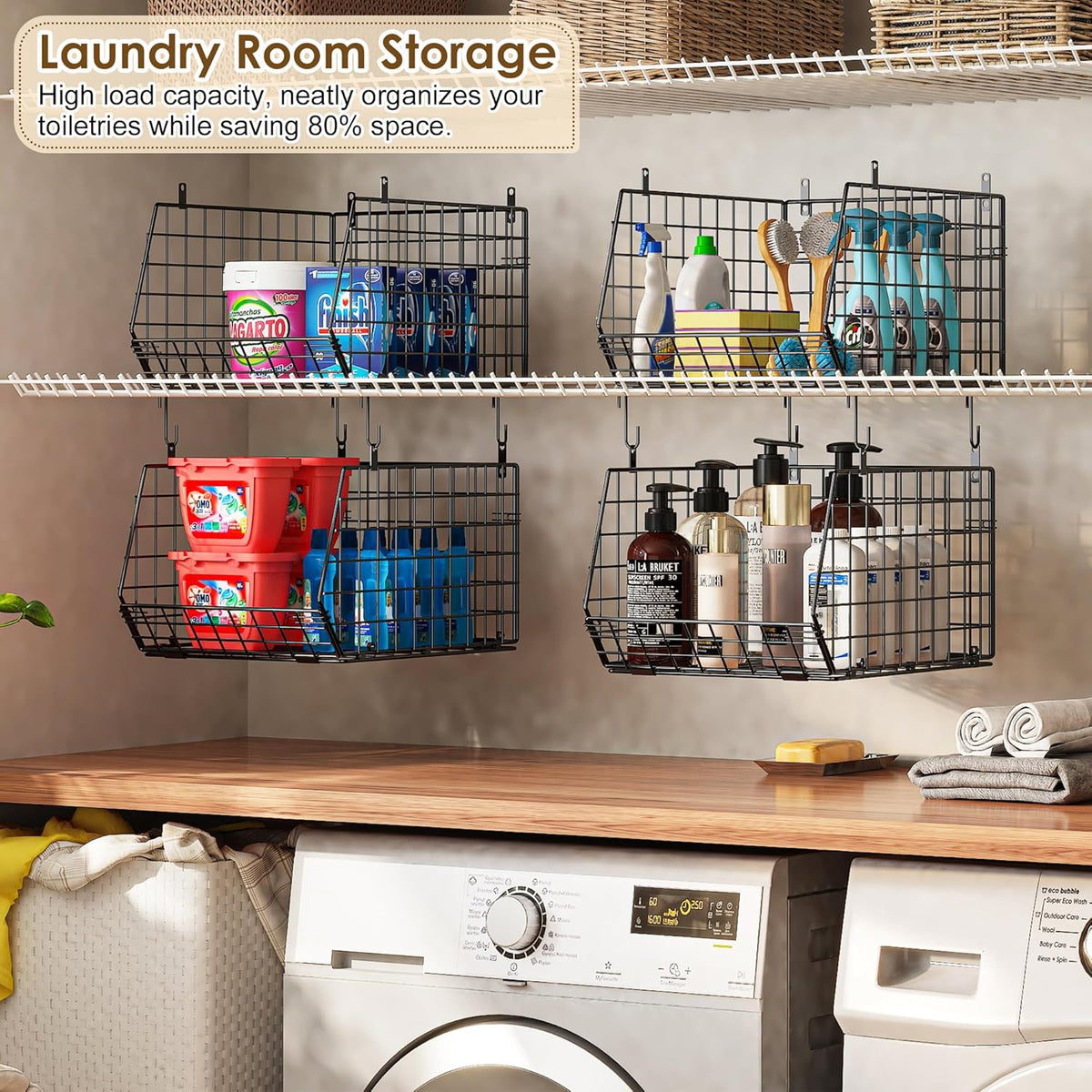Deeper 4'' Design 5 Tier Foldable Hanging Closet Organizer and Storage，Wire Cabinet Shelves and