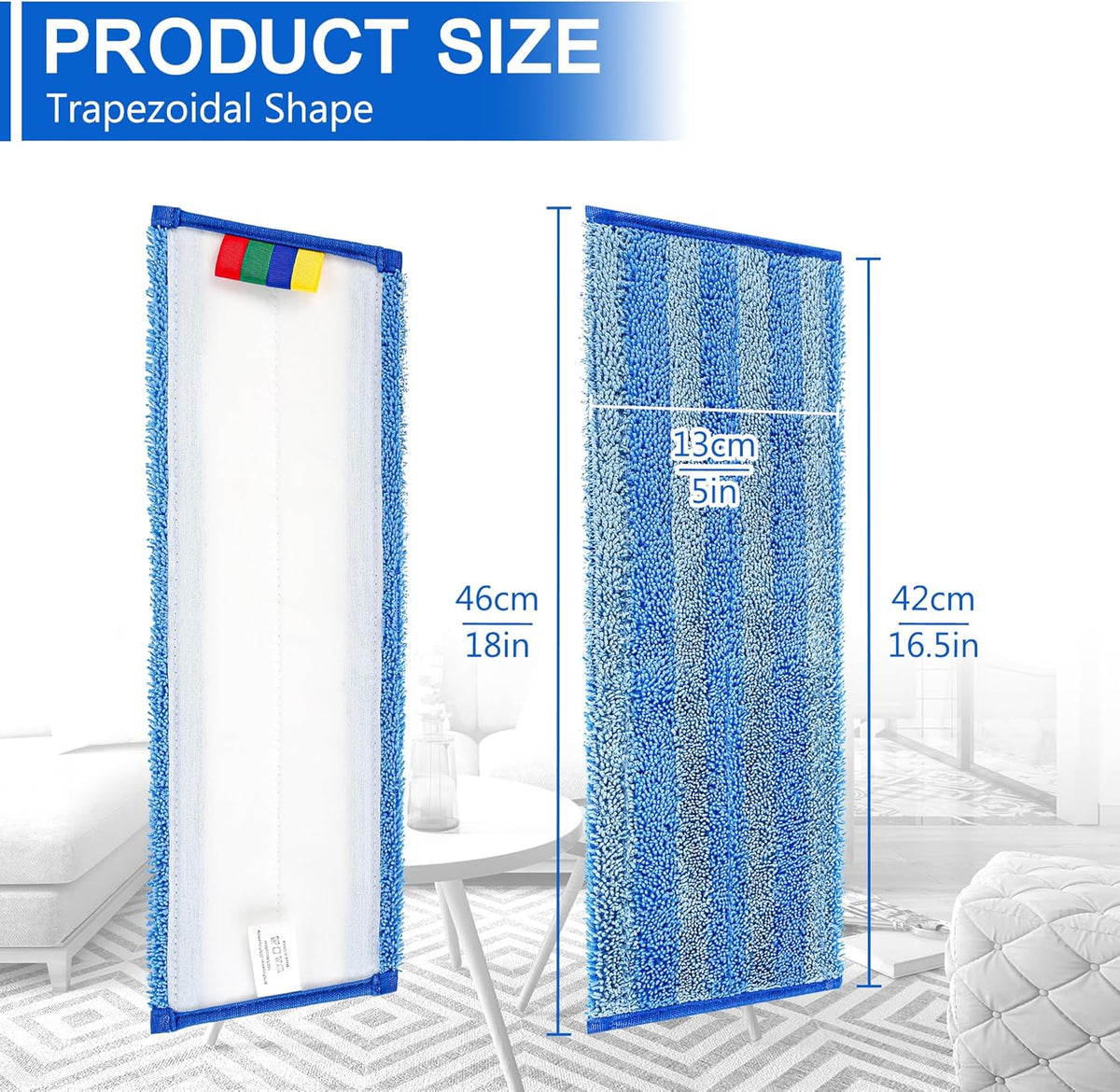 Replacement Microfiber Mop Pad – Universal 17-18" Heavy Duty Reusable Refill – Thick Commercial