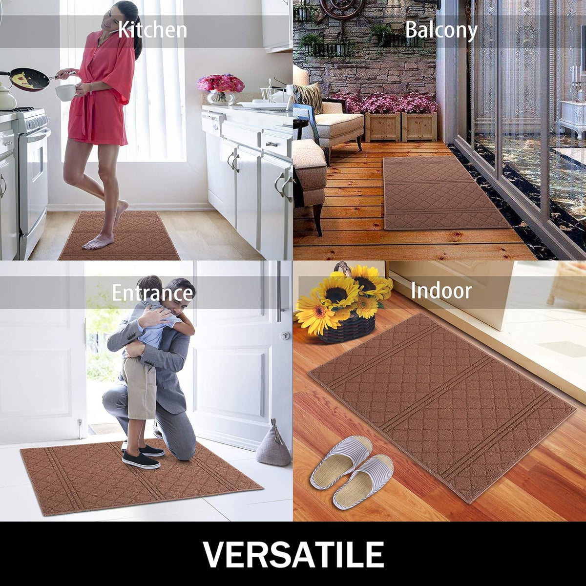 REFETONE Indoor Doormat, Front Back Door Mat 32"x48" Absorbent Rubber Backing Non Slip Door Mats