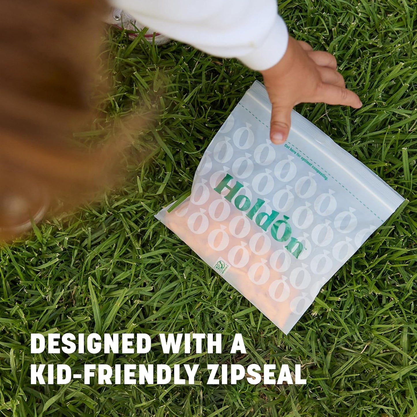 HoldOn Zipseal Sandwich Bags – Compostable, PFOA-Free, BPA-Free, Food-Safe Zip Seal Food Storage