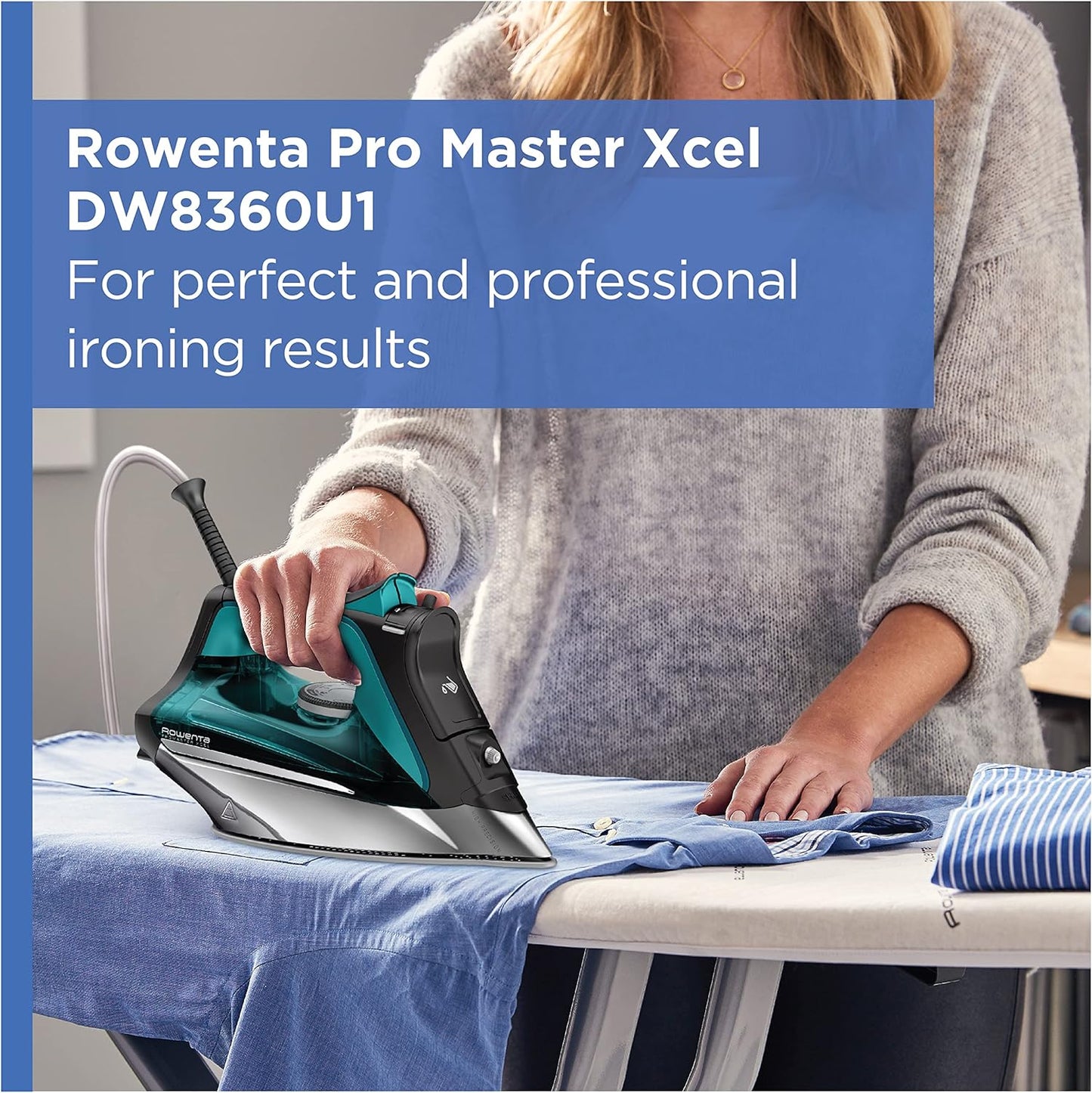 Rowenta Pro Master Stainless Steel Soleplate Steam Iron for Clothes, 210 g/min, 400 Microsteam