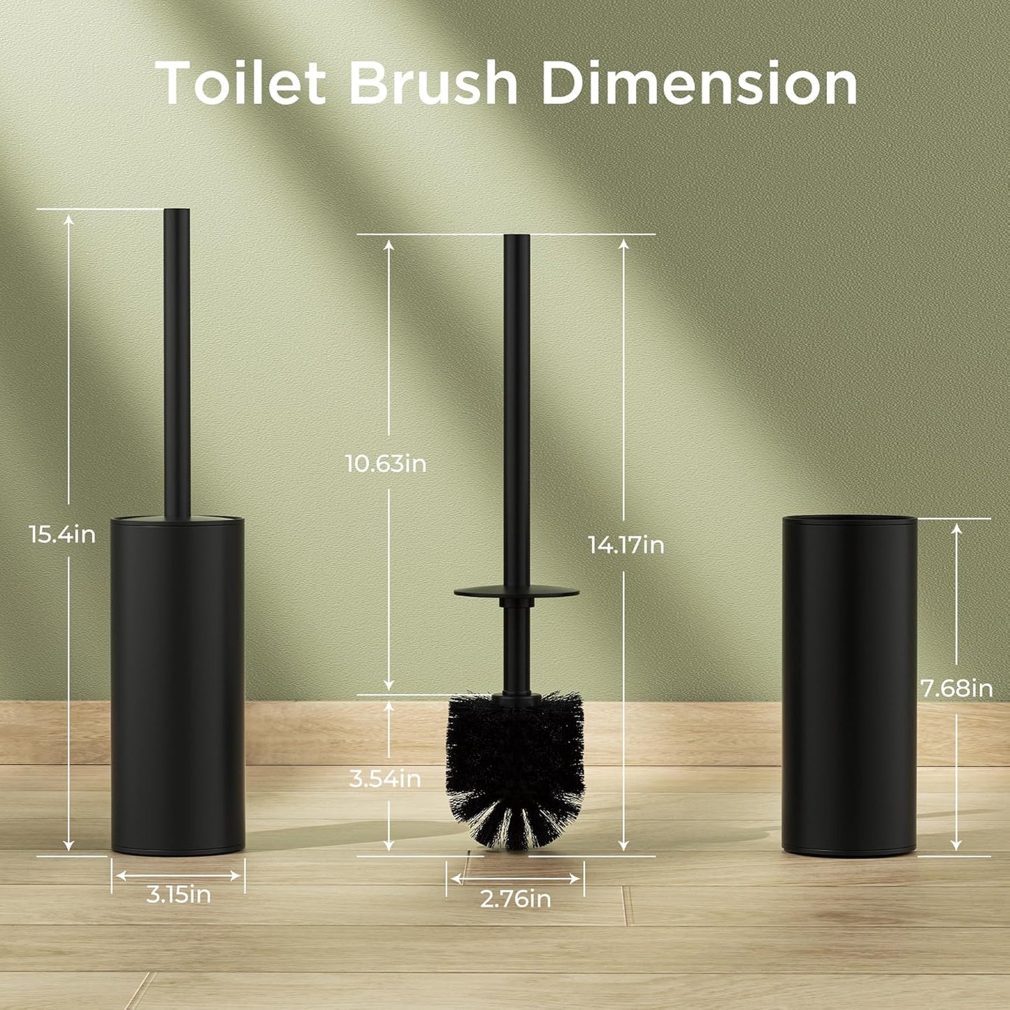 Toilet Brush and Holder Set, Toilet Bowl Brush with Heavy Duty 304 Stainless Steel Base and Extra