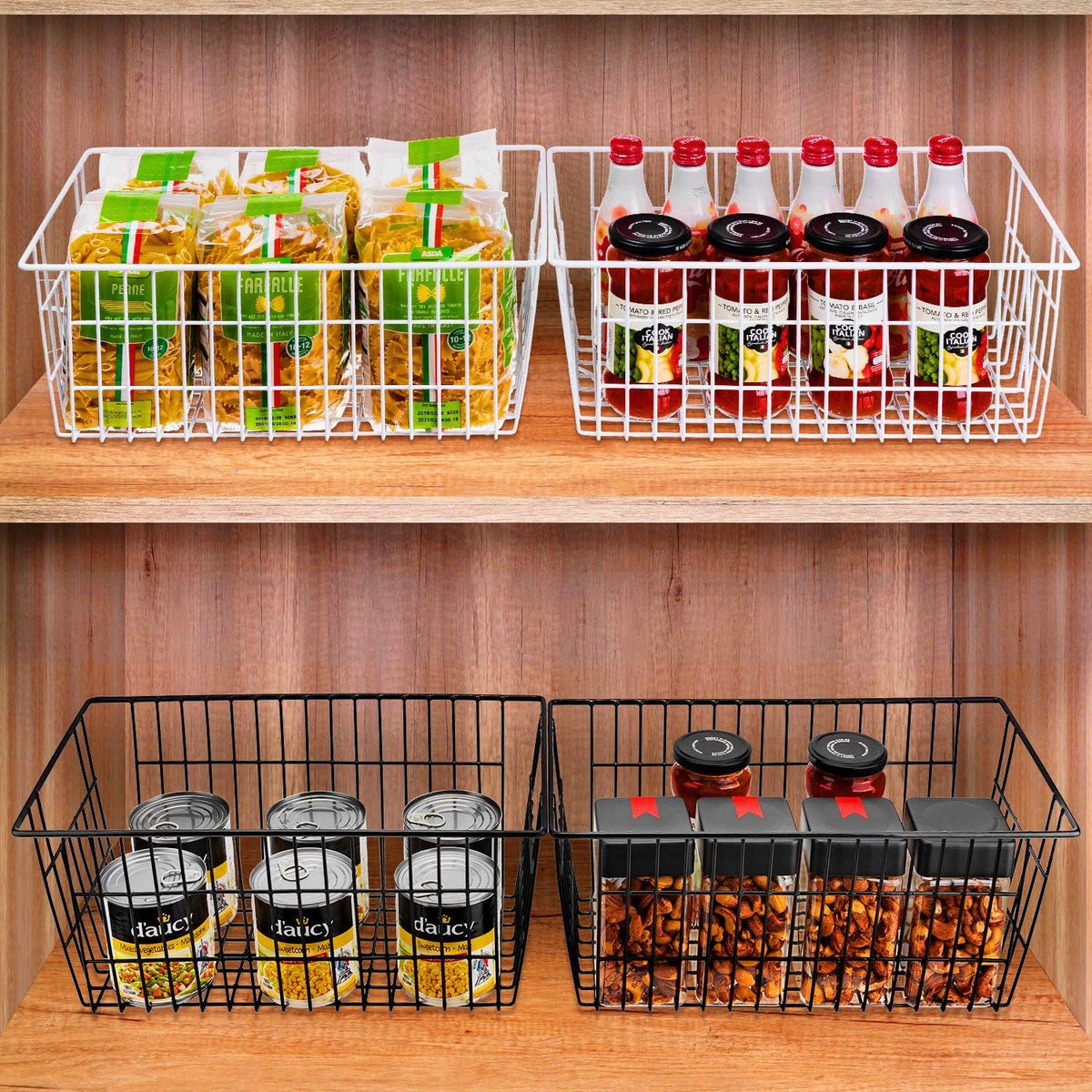 SANNO Freezer Baskets Wire Storage Baskets Closet Baskets Bin Farmhouse Organizer Storage Bins