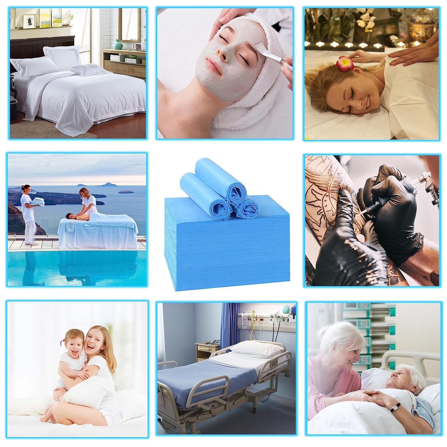Disposable Bed Sheets for Massage Table 200 Pcs 31" x 71" Waterproof Massage Table Sheets Soft Non