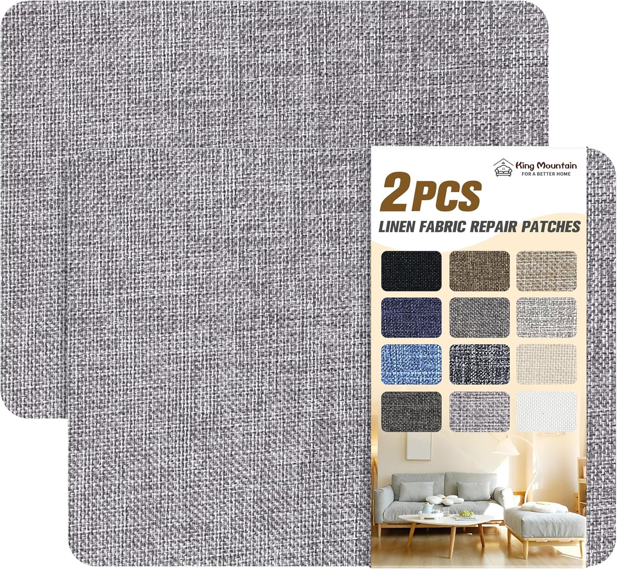 Coarse Linen Repair Patches, Self-Adhesive Linen Fabric Patches, 8X11 inch 2 PCS, Multi Color, Can
