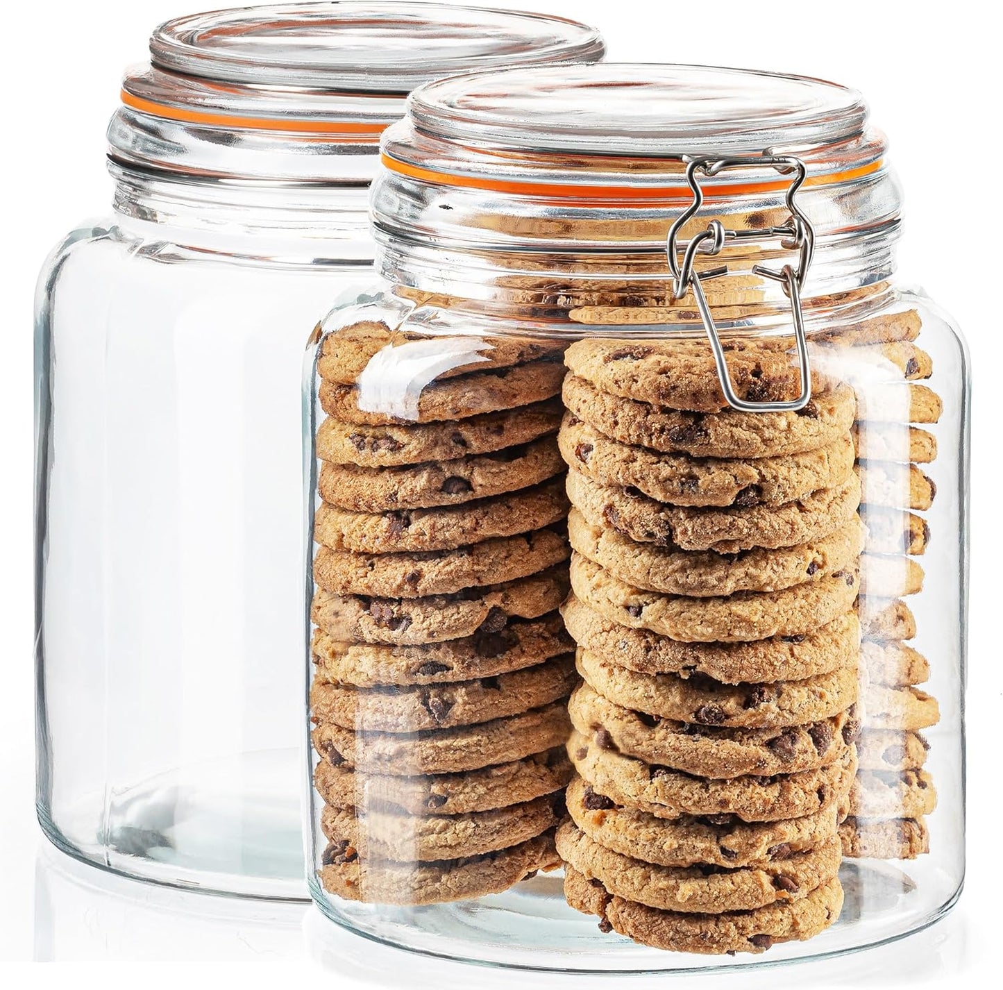 kitchentoolz Half Gallon Glass Large Mason Jars with Airtight Lid - 64oz Wide Mouth Flour & Sugar