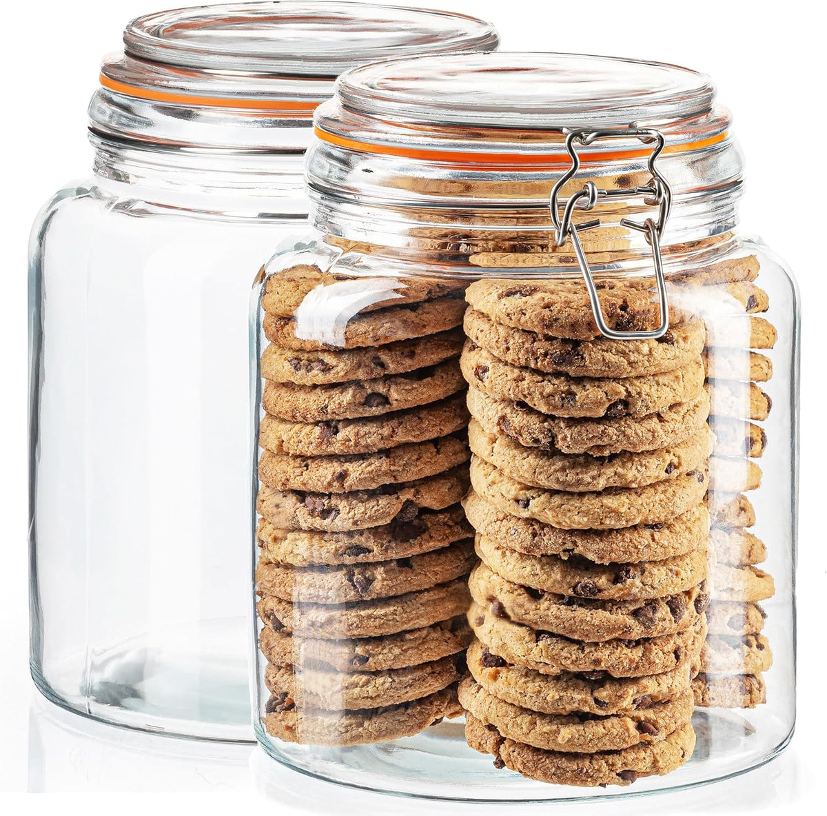kitchentoolz Half Gallon Glass Large Mason Jars with Airtight Lid - 64oz Wide Mouth Flour & Sugar